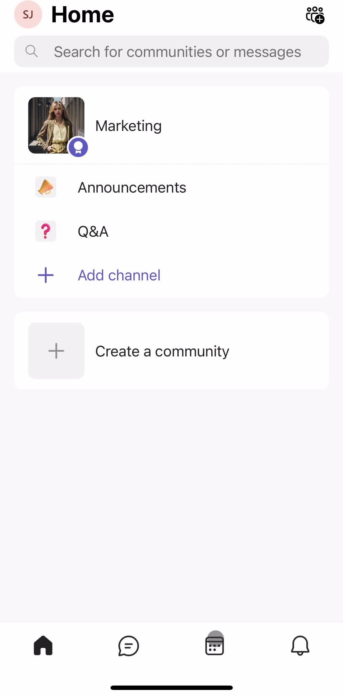 Microsoft Teams Home screen in the Joining A Meeting flow