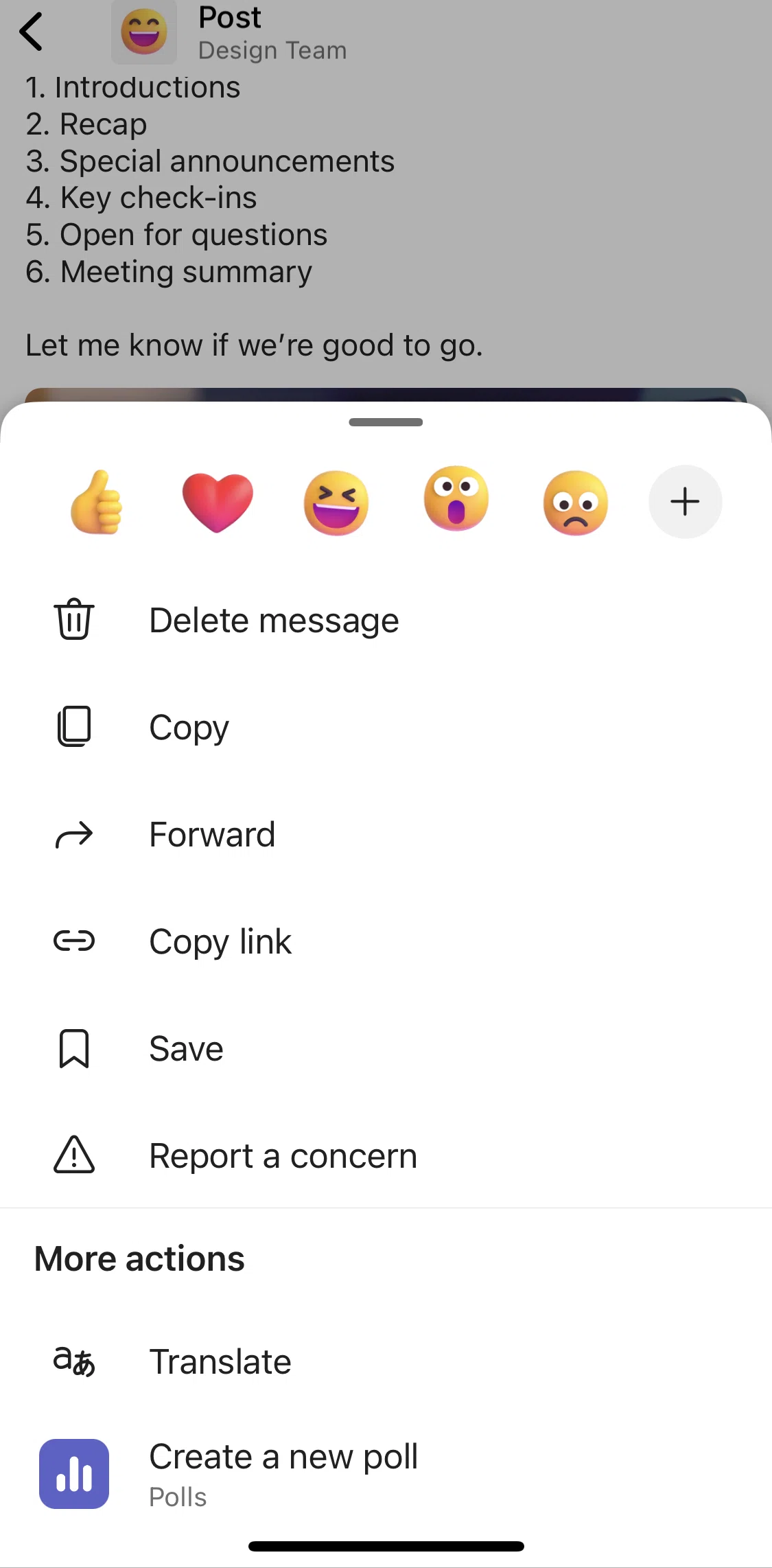 Microsoft Teams Screen screen in the Reporting a comment flow