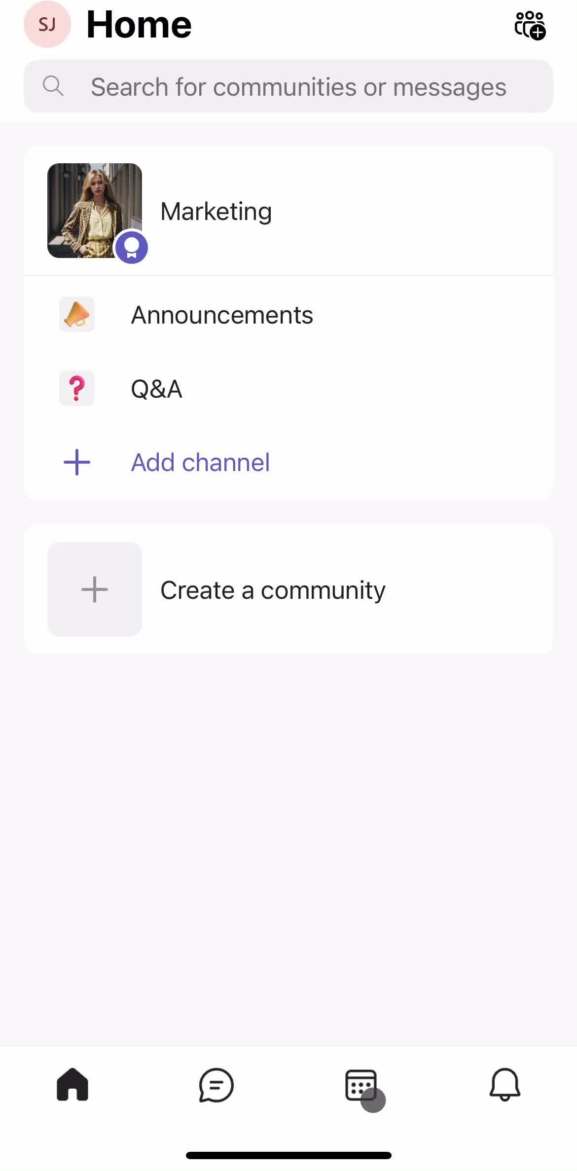 Microsoft Teams Home screen in the Scheduling An Event flow