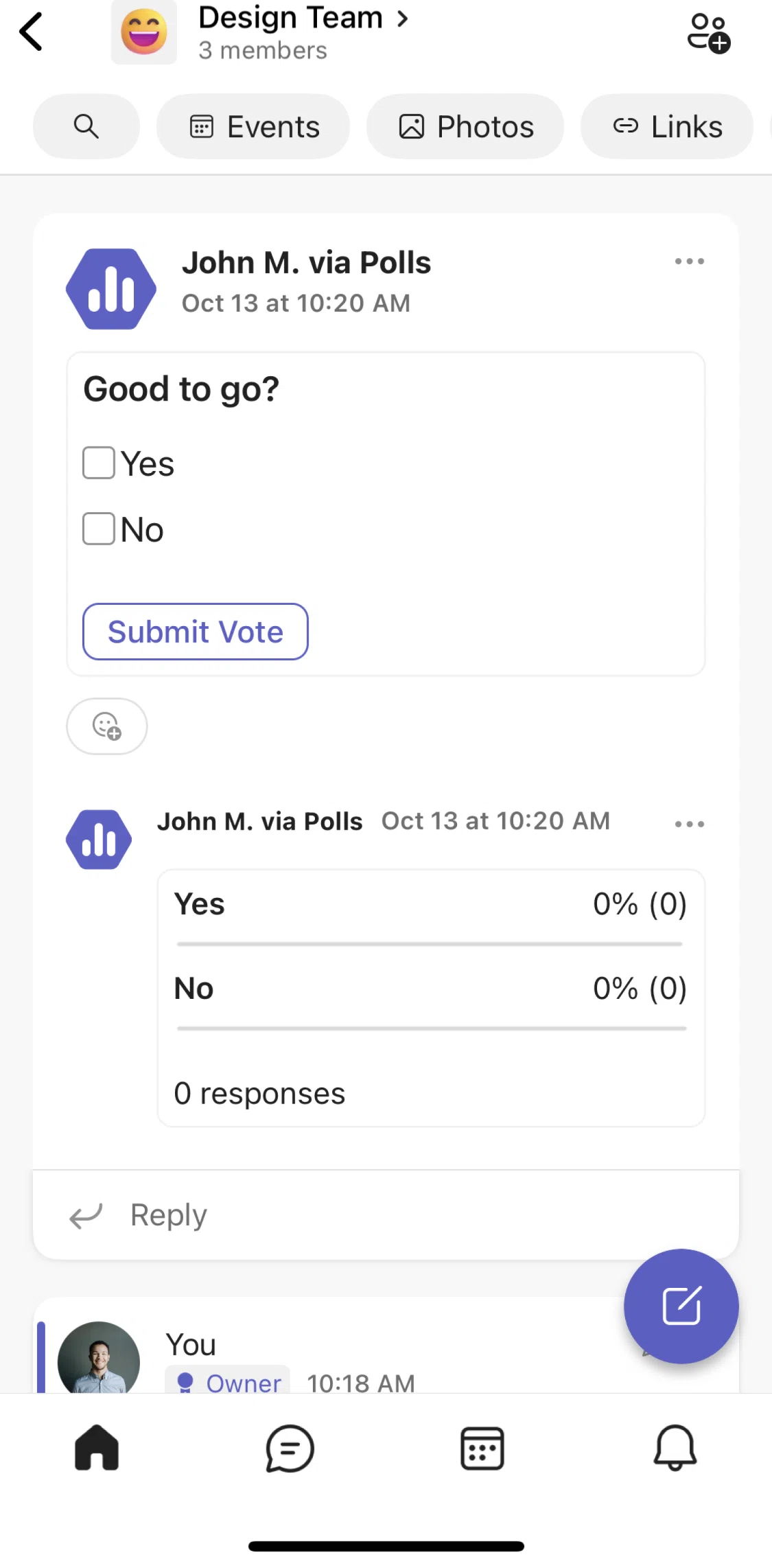 Microsoft Teams Screen screen in the Voting in a poll flow