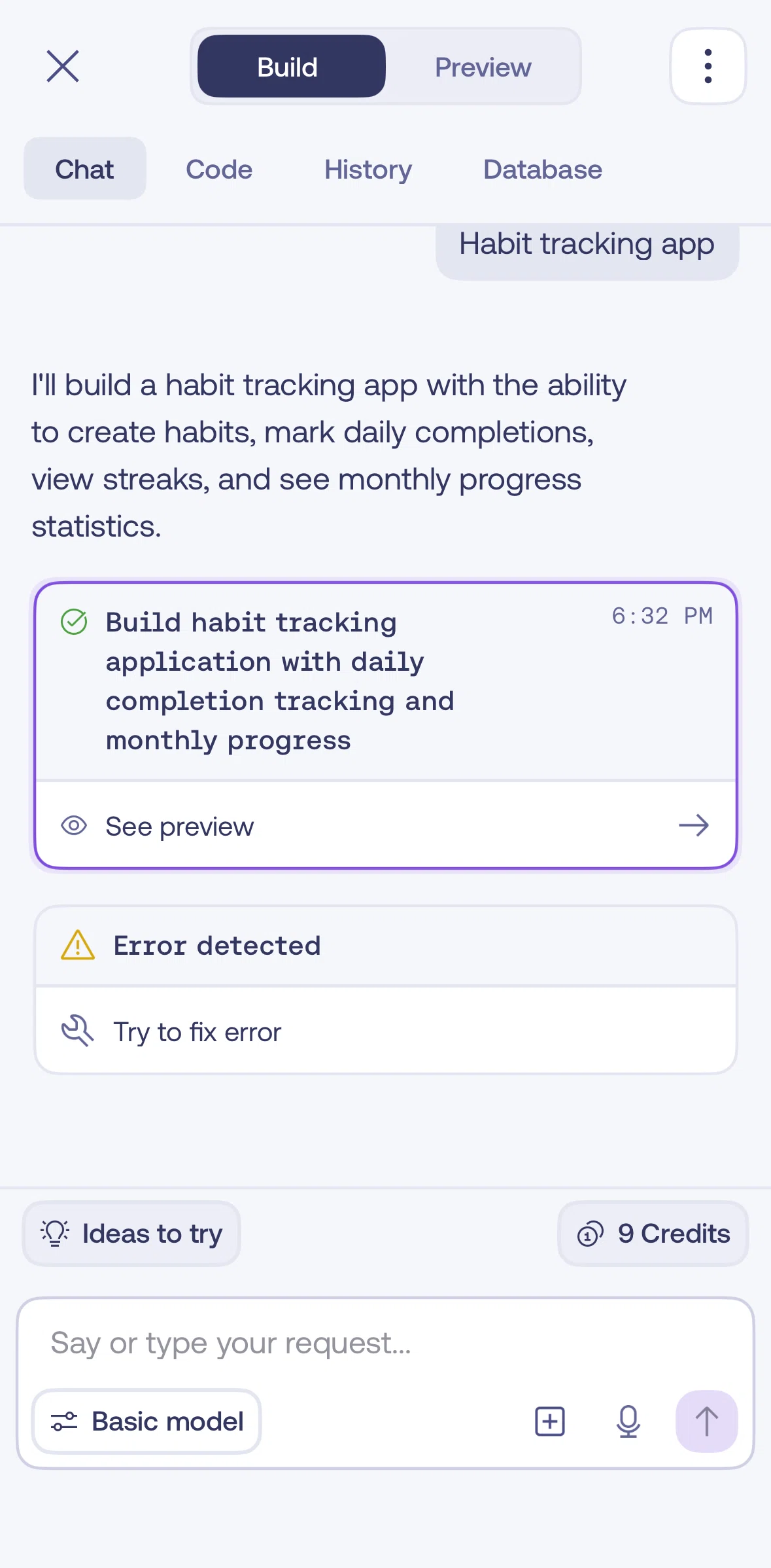 Mimo Screen screen in the Fixing an error flow