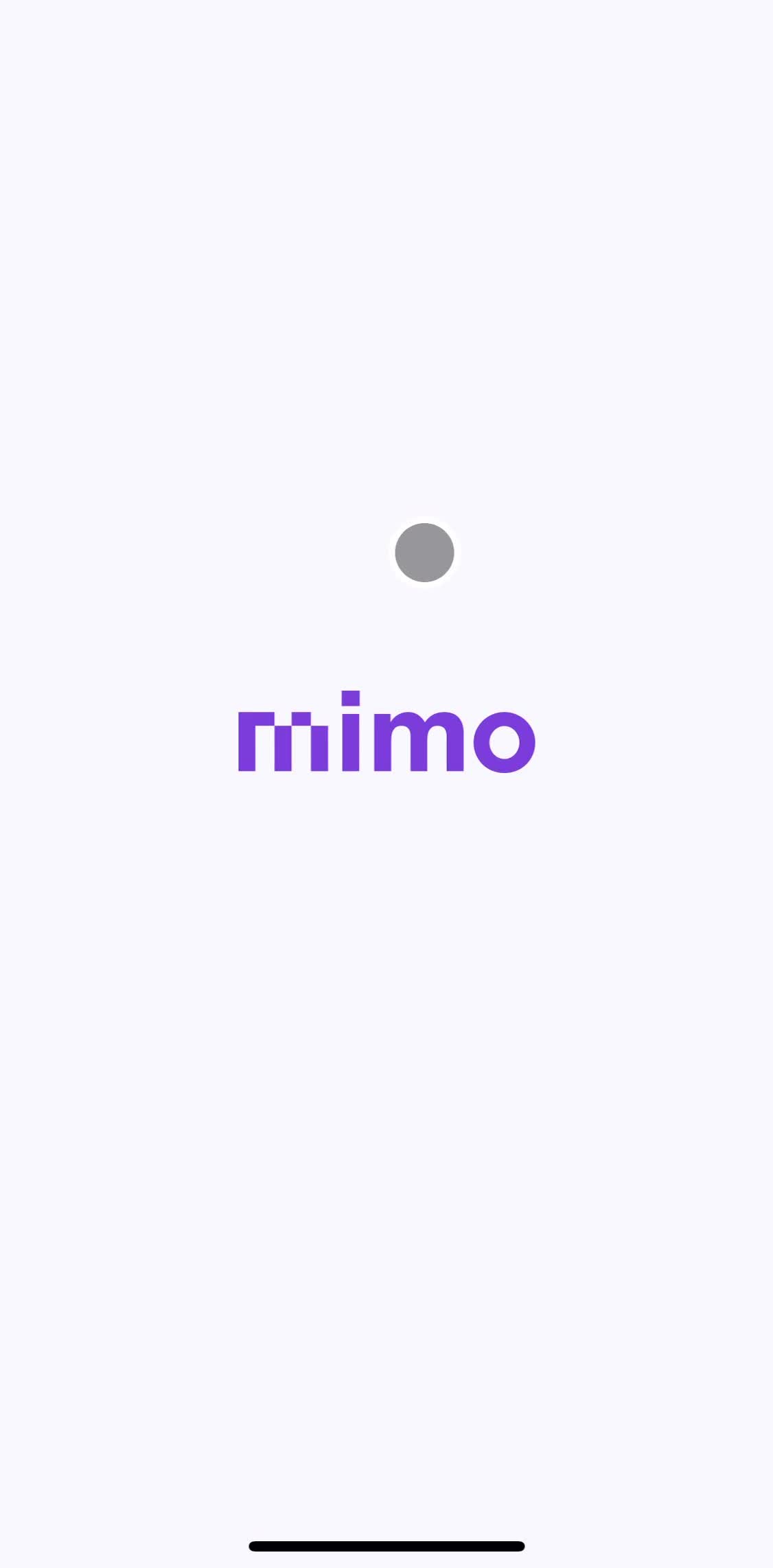 Mimo Splash screen screen in the Onboarding flow