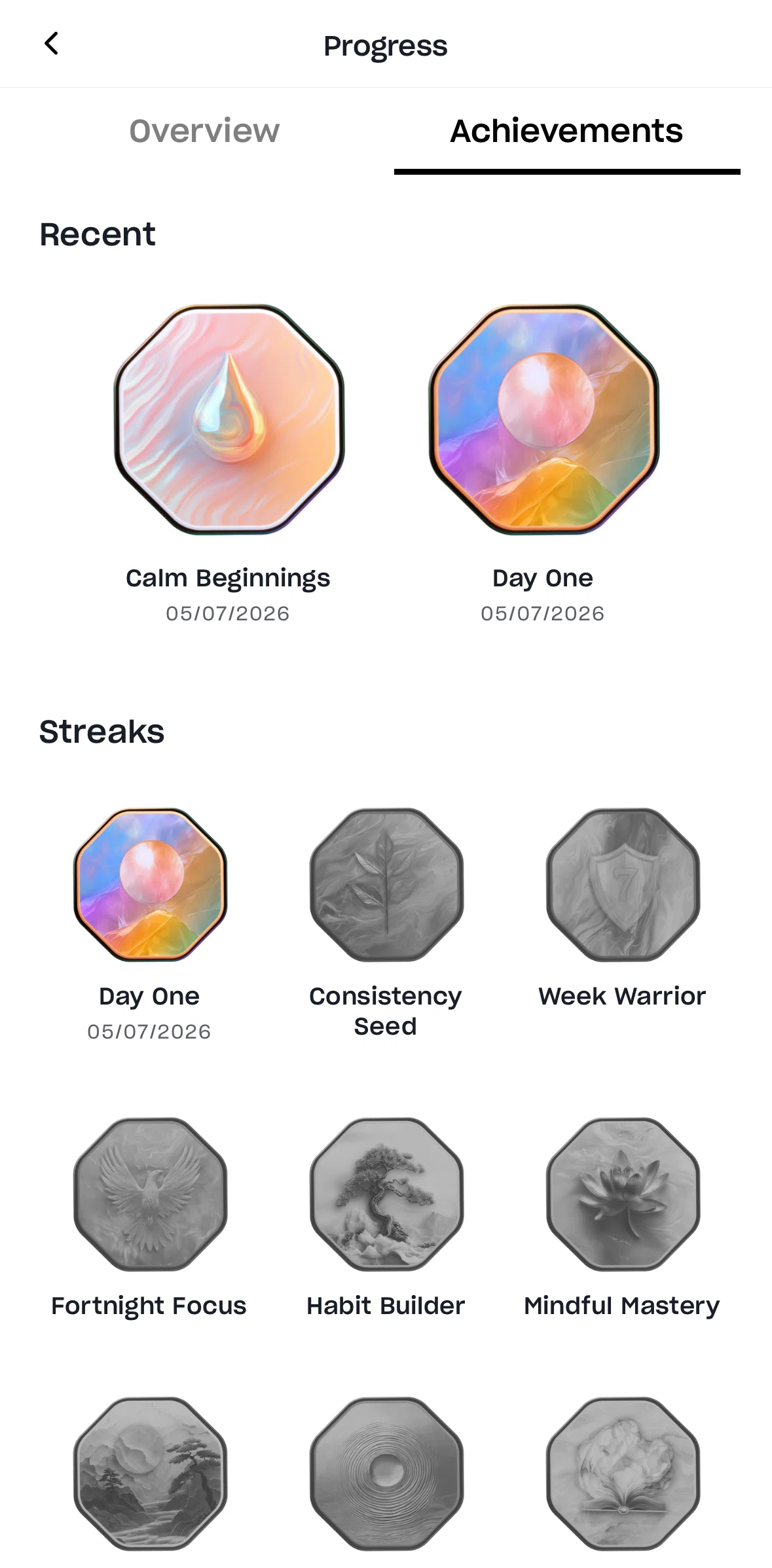 Mindvalley Screen screen in the Achievements detail flow