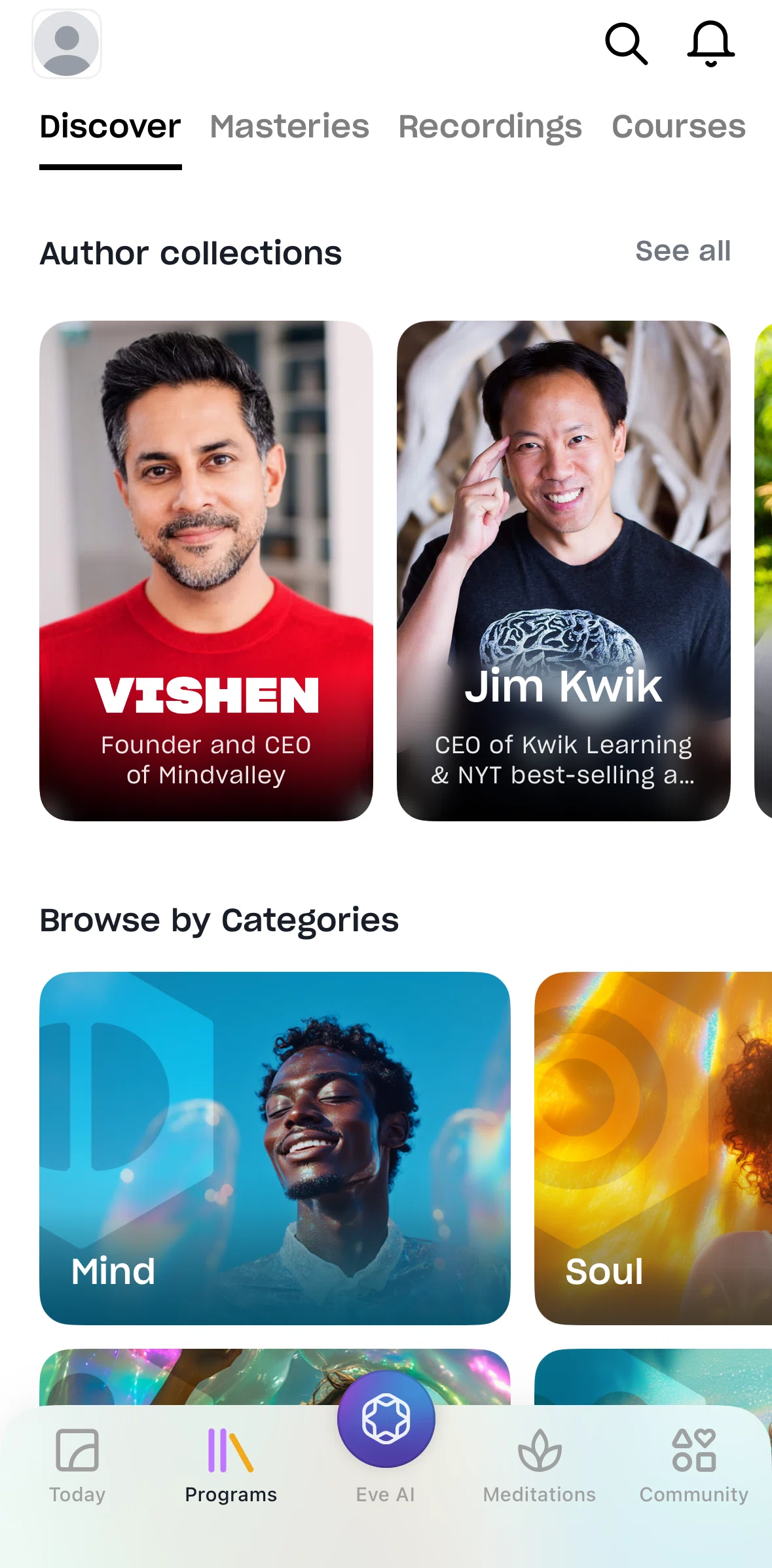 Mindvalley Screen screen in the Author profile flow