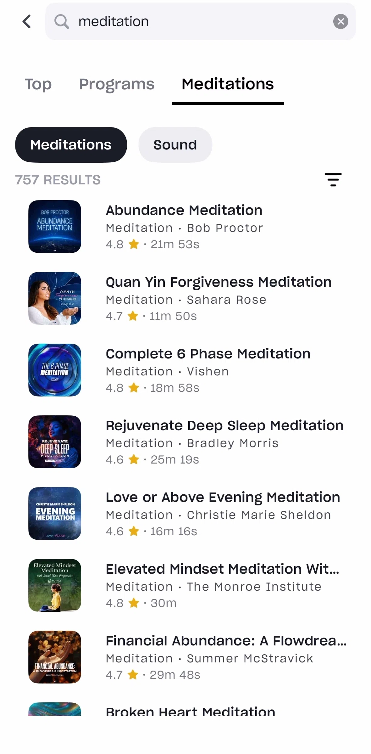 Mindvalley Screen screen in the Filtering meditation flow