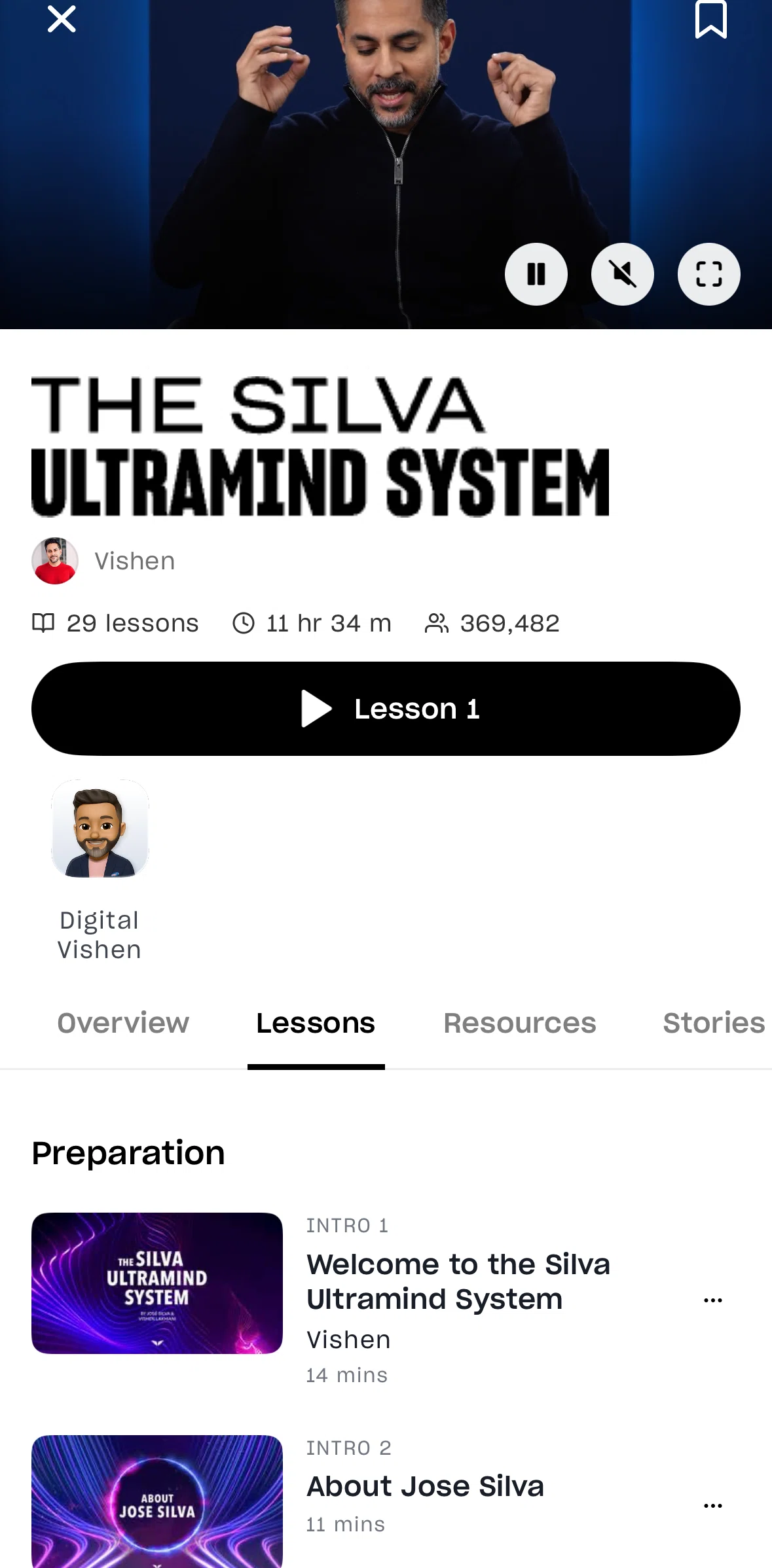 Mindvalley Screen screen in the Lesson detail flow