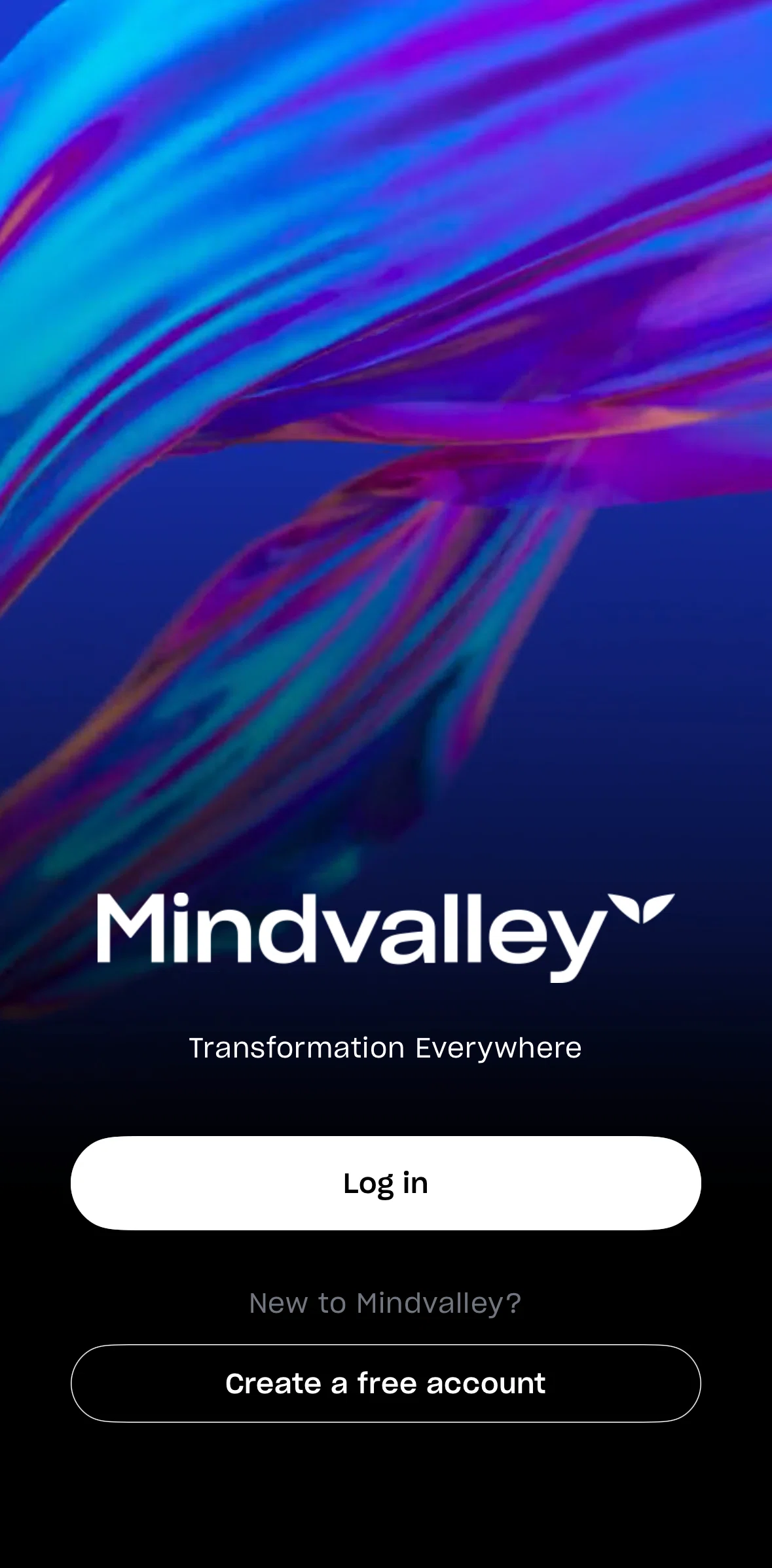 Mindvalley Screen screen in the Logging in flow