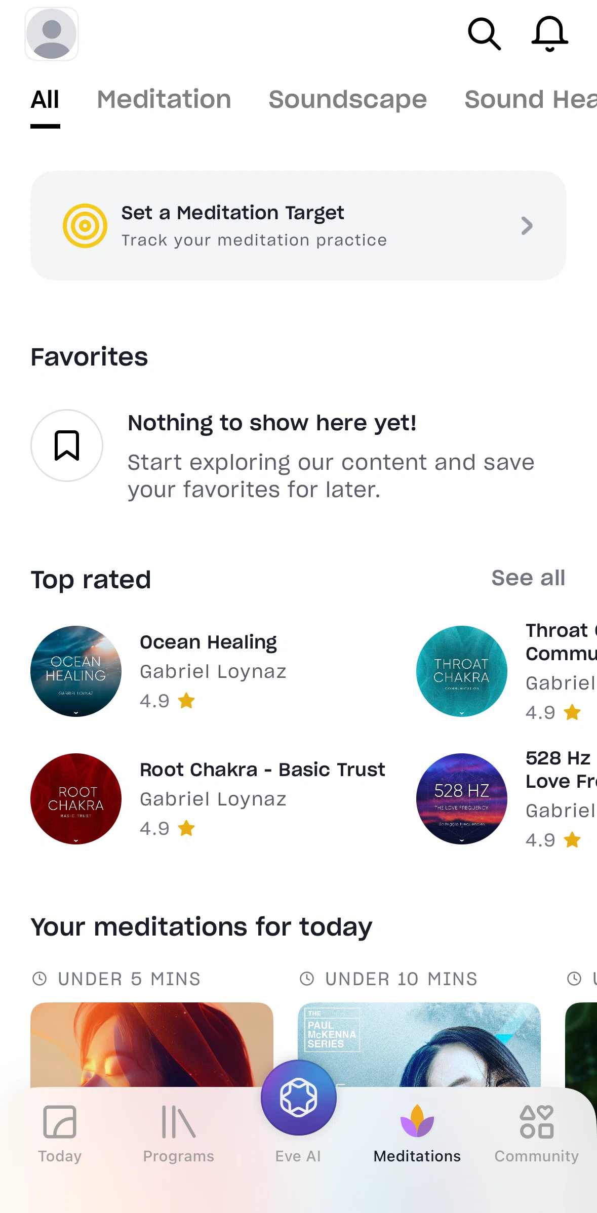 Mindvalley Screen screen in the Setting up a meditation target flow