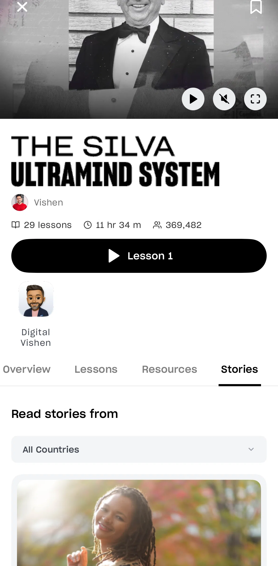 Mindvalley Screen screen in the Stories flow