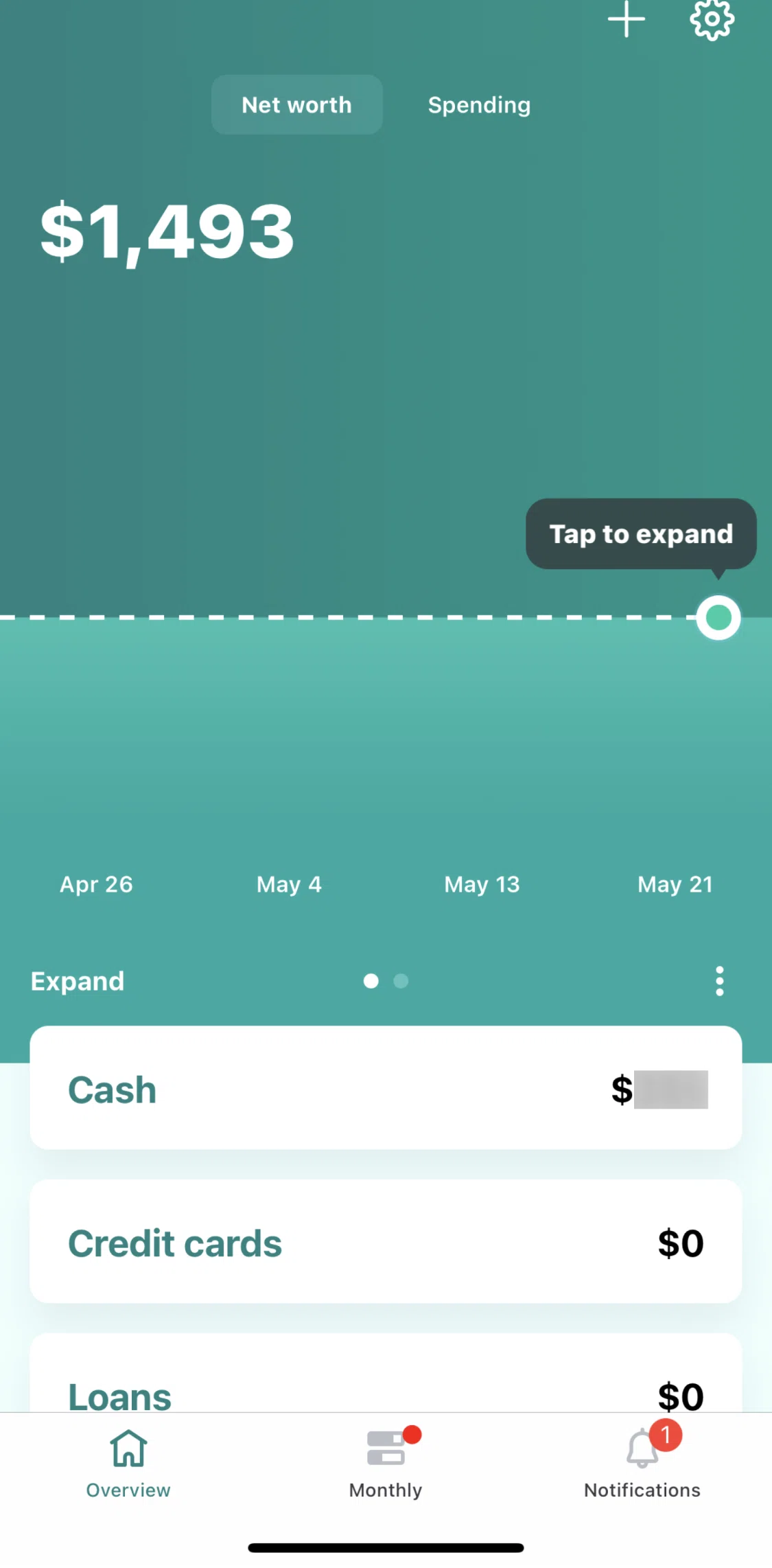 Mint Screen screen in the Action options flow