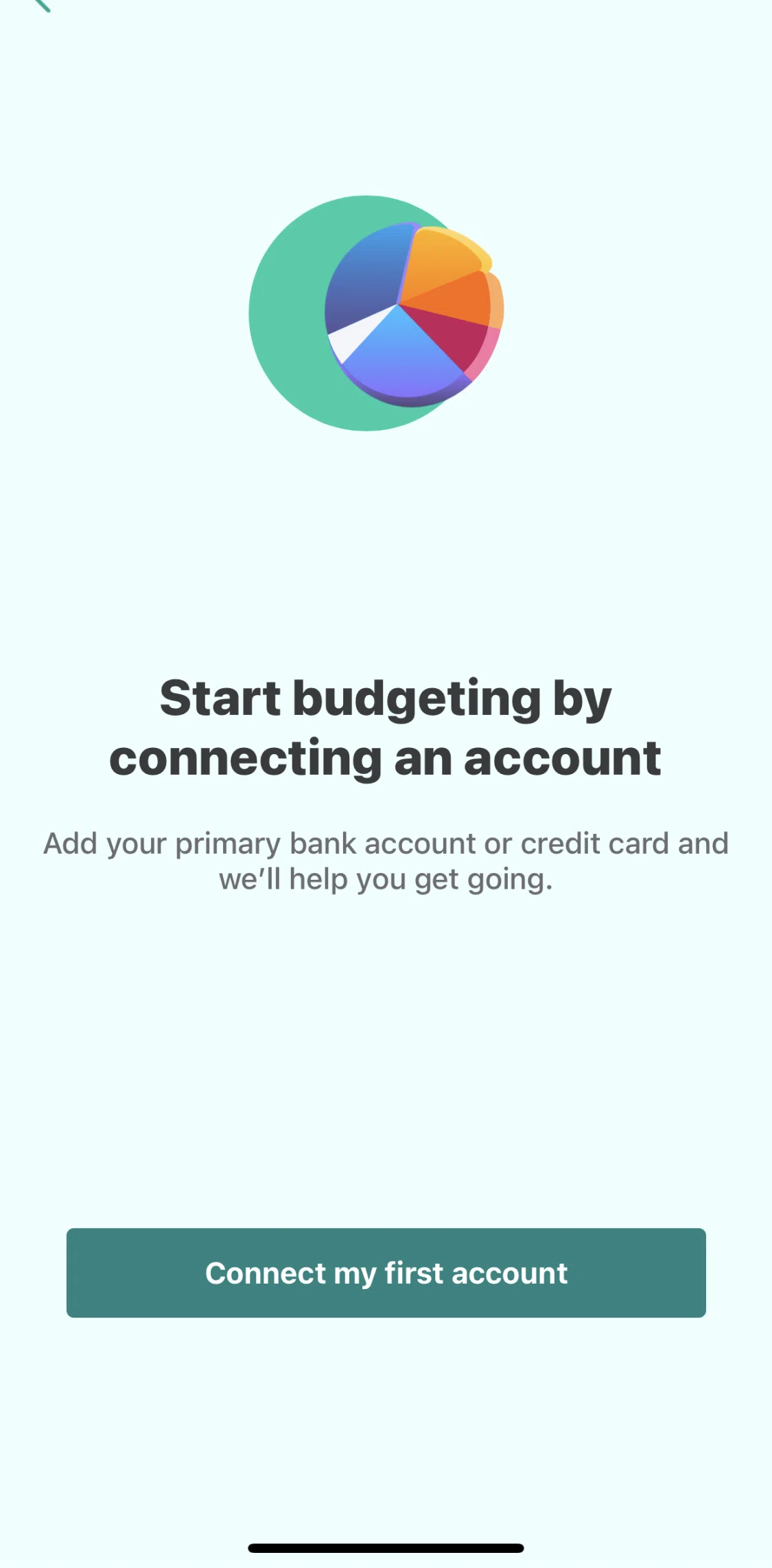 Mint Screen screen in the Connecting an account flow