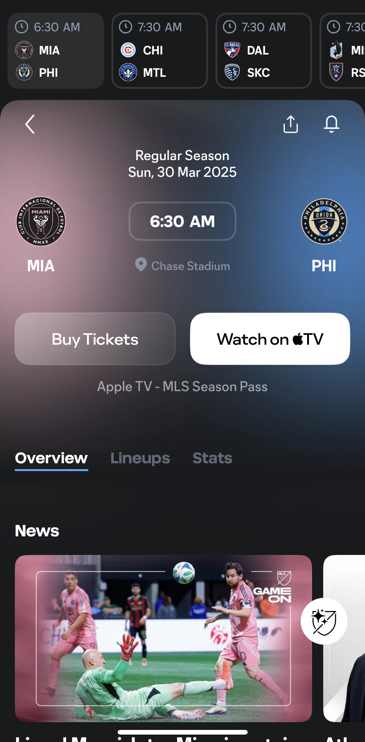 MLS Screen screen in the Buy tickets flow