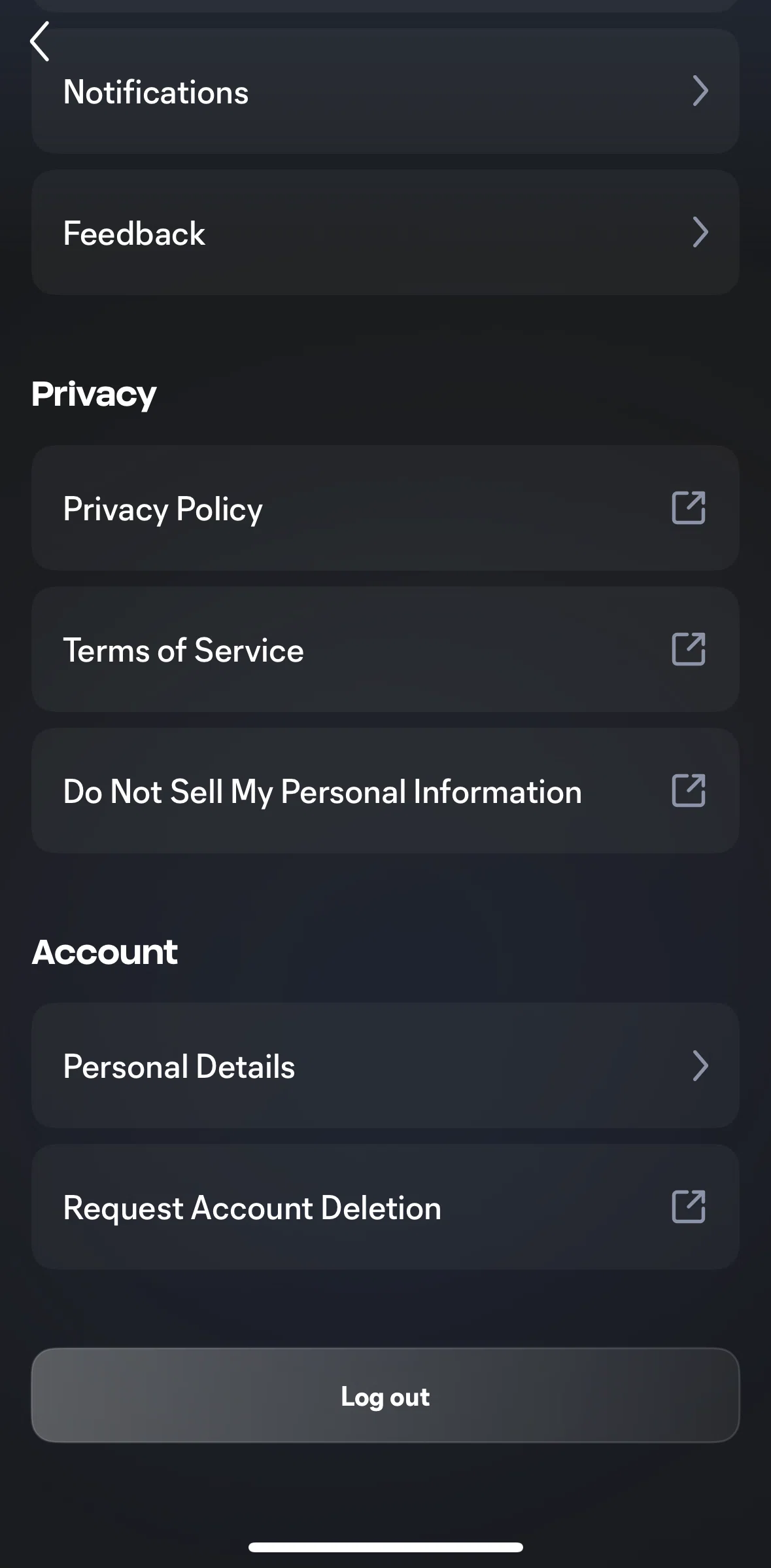 MLS Screen screen in the Deleting an account flow