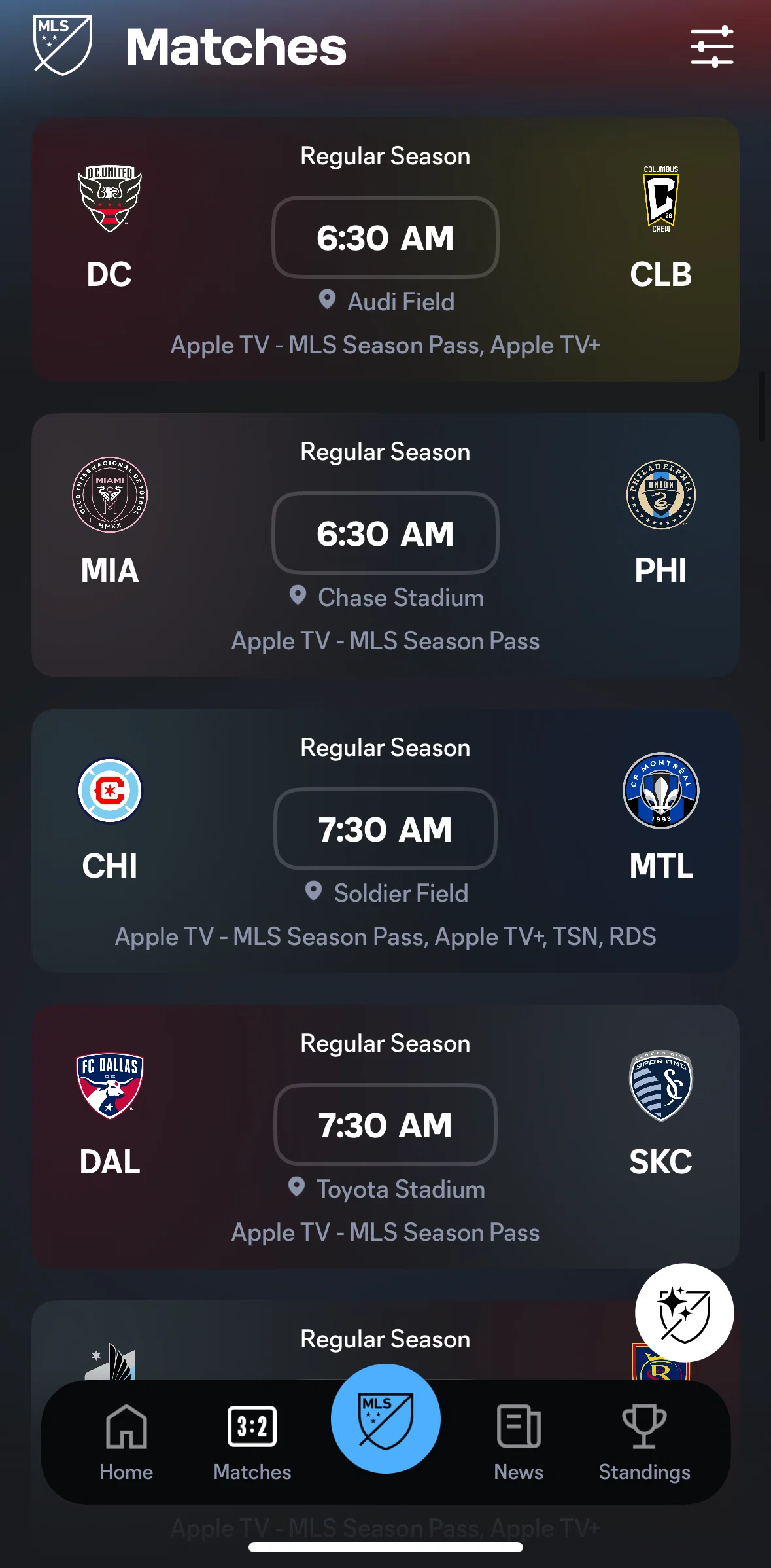 MLS Screen screen in the Match details flow
