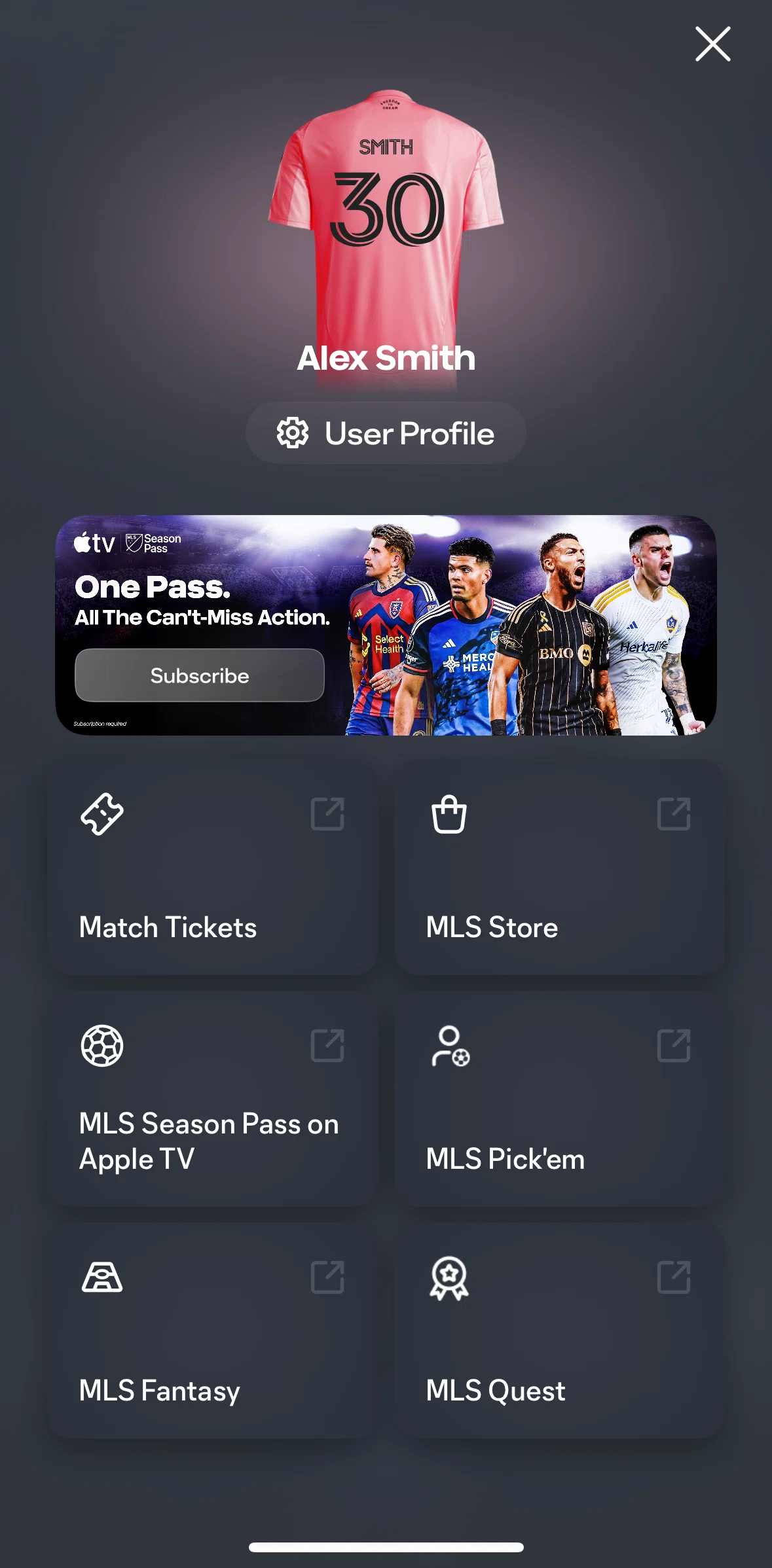 MLS Screen screen in the Match tickets flow