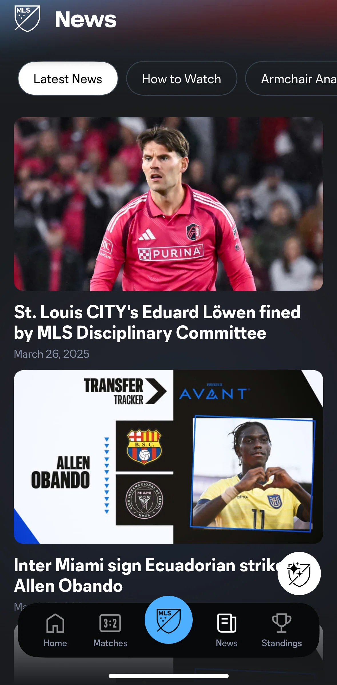 MLS Screen screen in the News detail flow