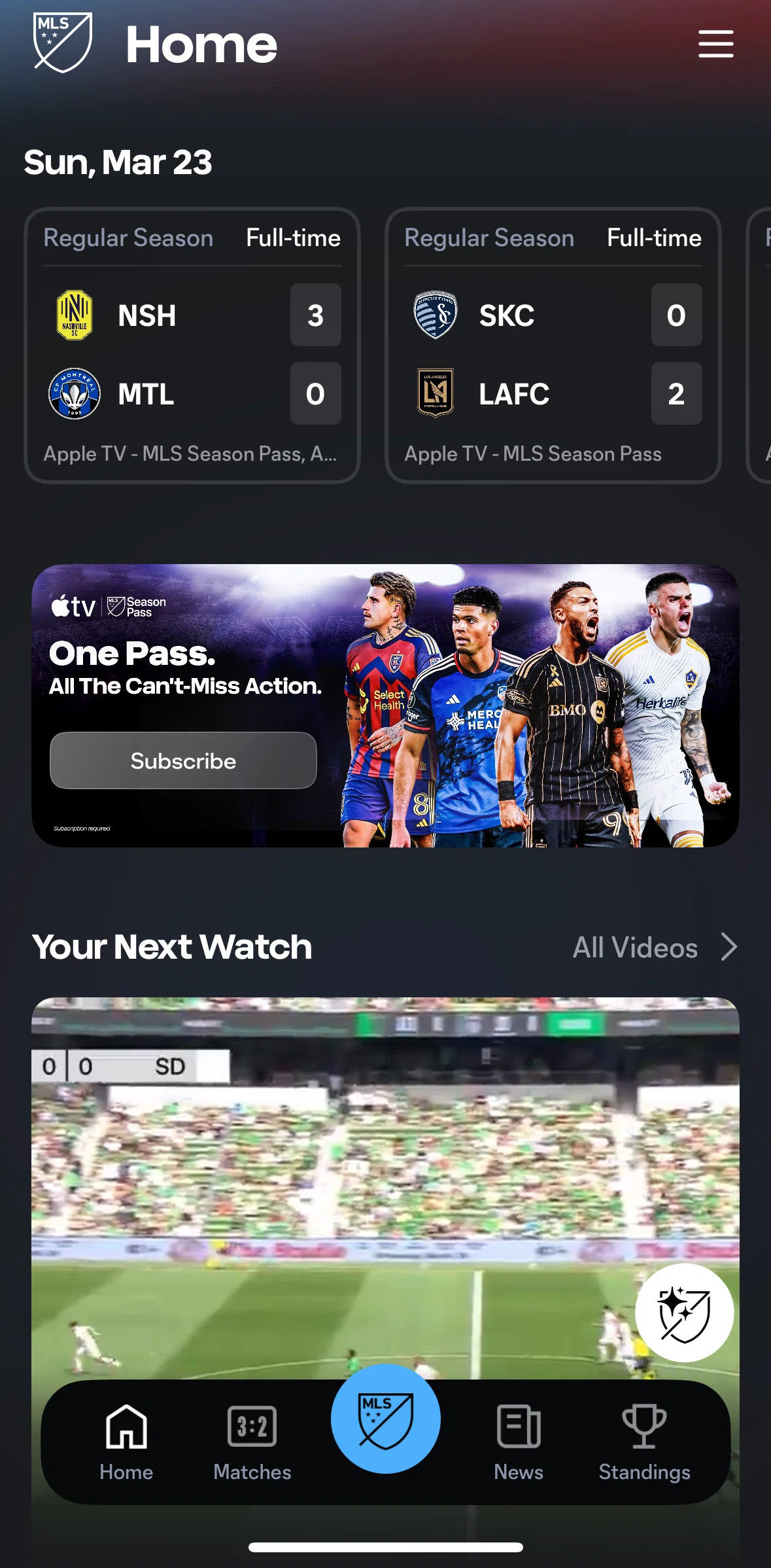 MLS Screen screen in the Your next watch flow