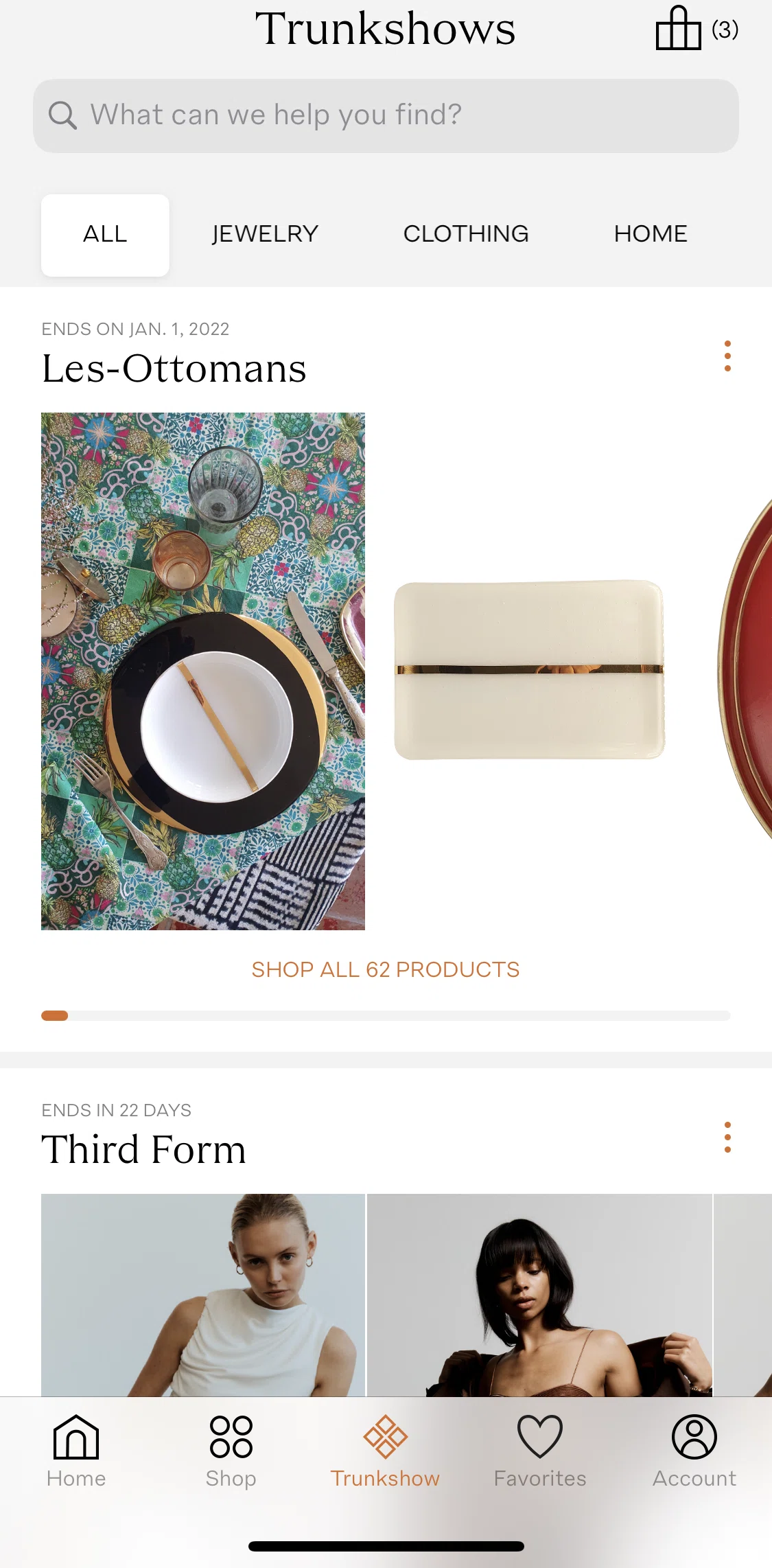 Moda Operandi Screen screen in the Trunkshows flow