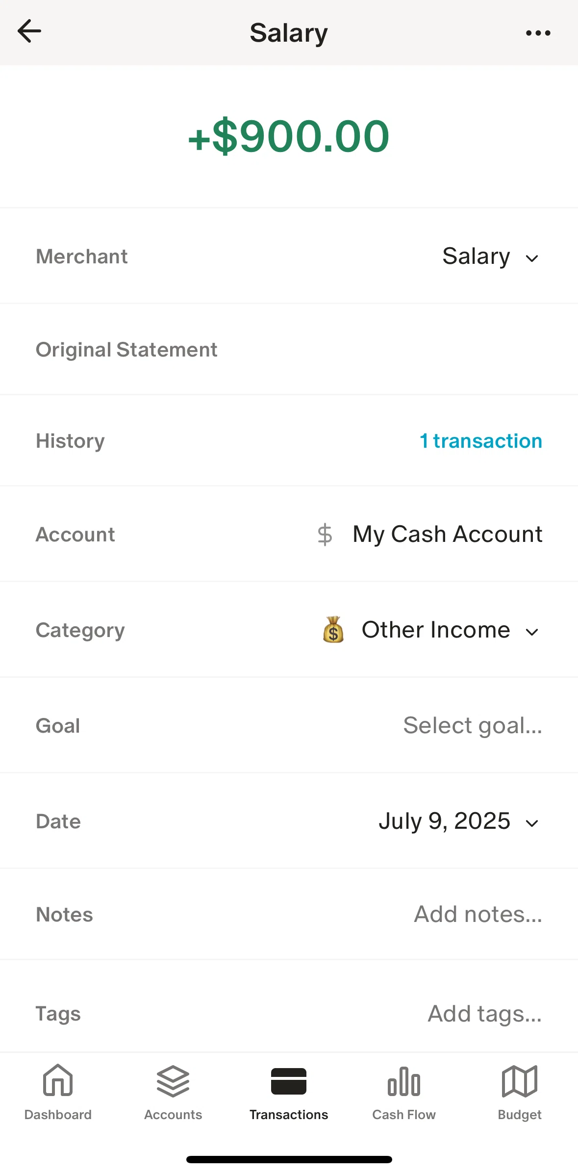 Monarch Screen screen in the Adding a split transaction flow