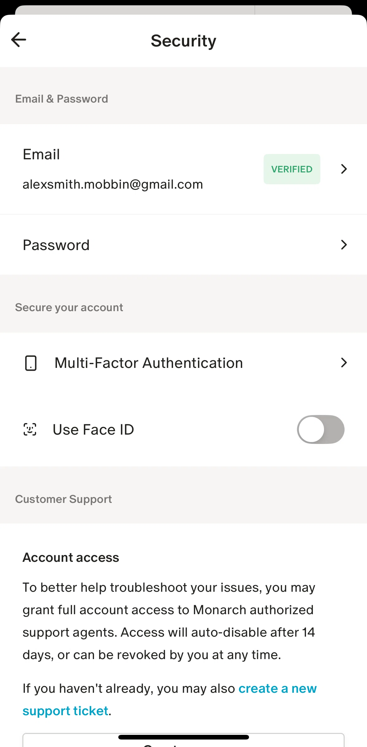 Monarch Screen screen in the Changing password flow