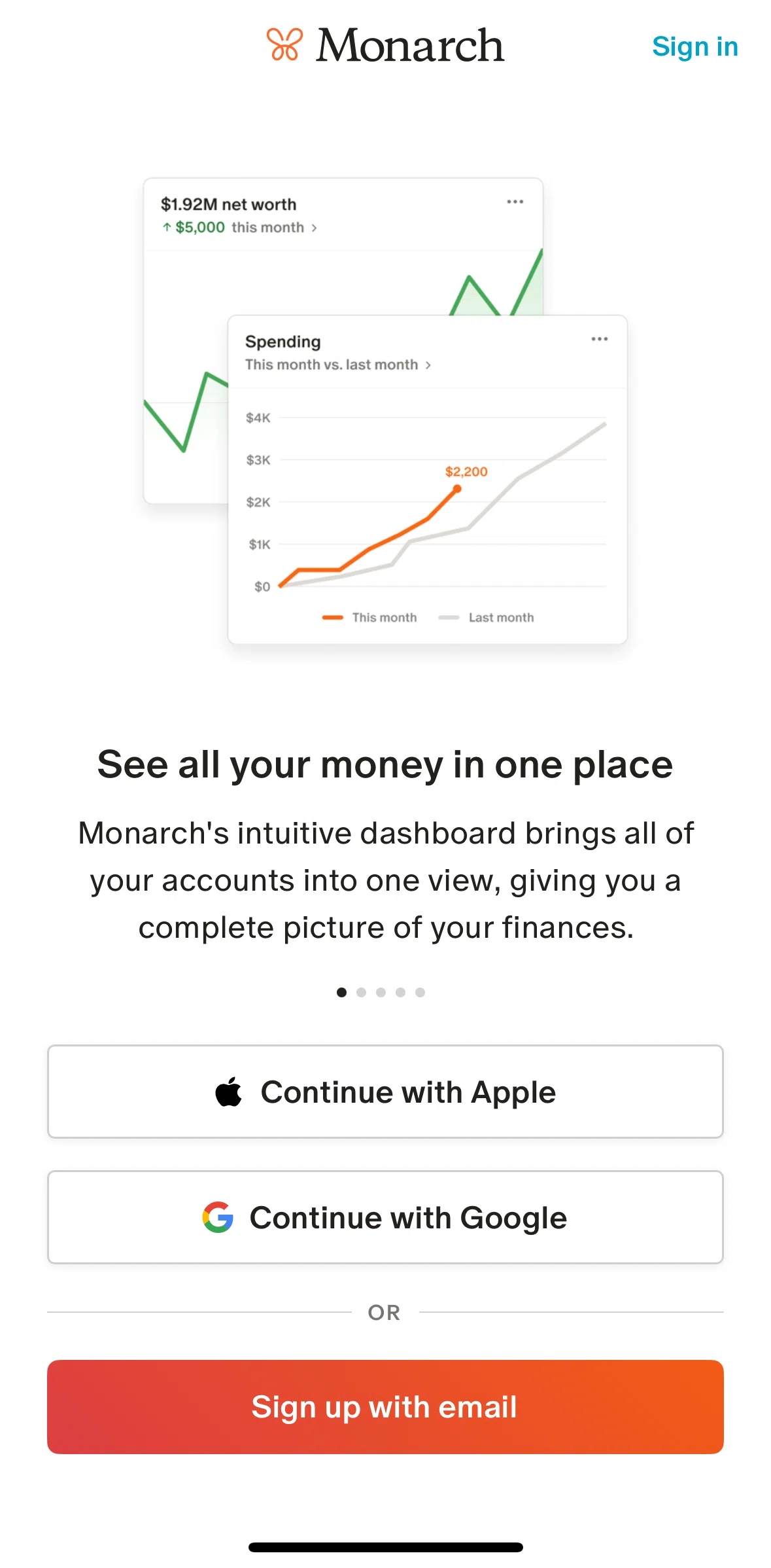 Monarch Screen screen in the Logging in flow