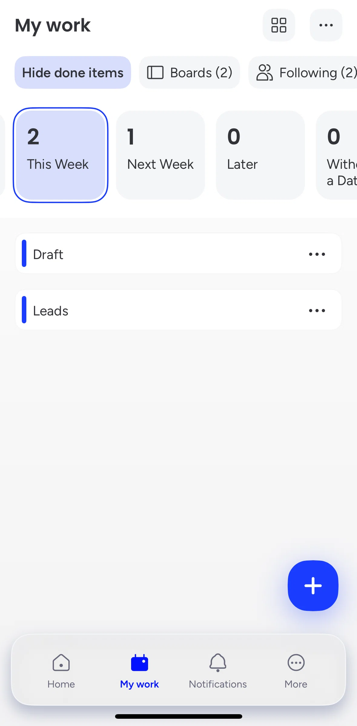monday.com Screen screen in the Boards flow