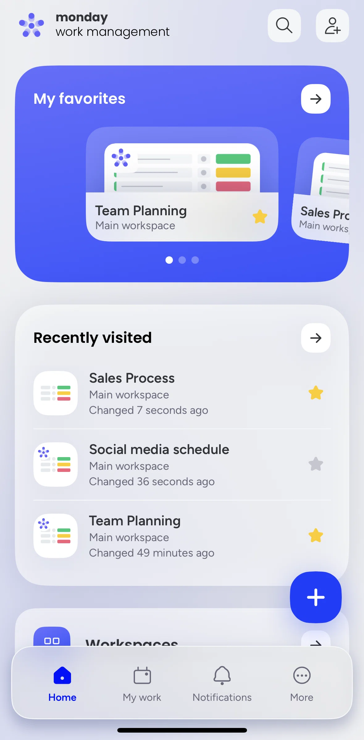 monday.com Screen screen in the Inviting a team member flow