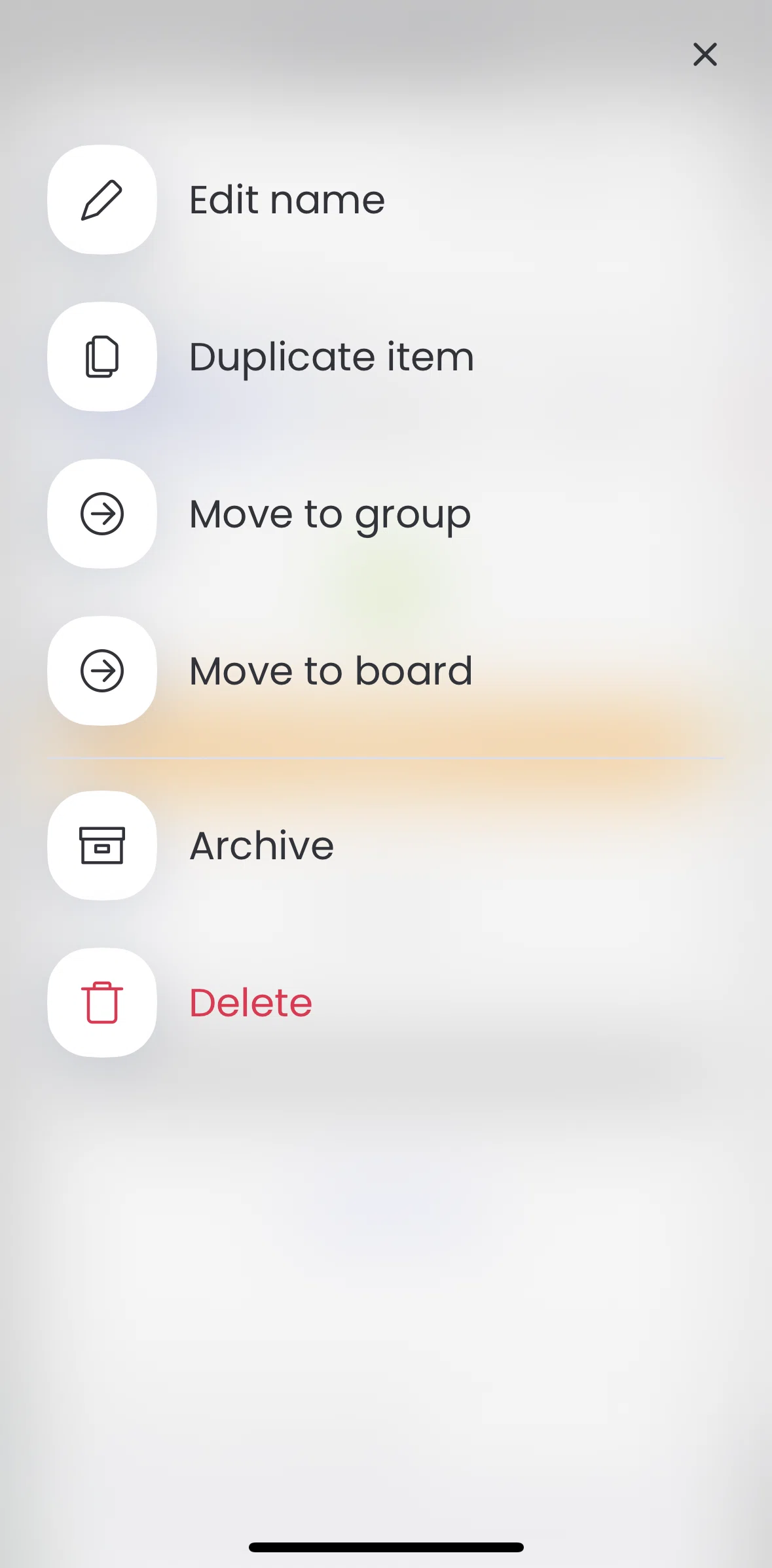 monday.com Screen screen in the Moving item to group flow