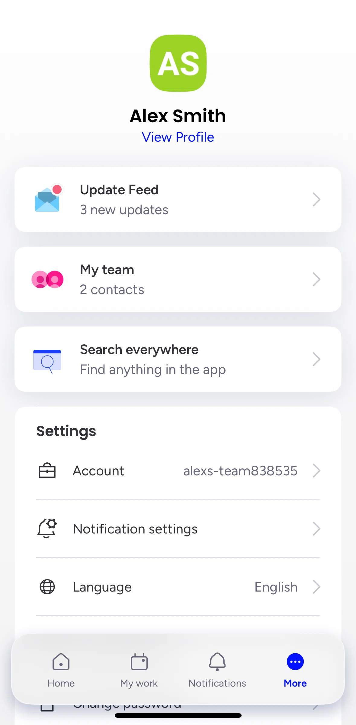 monday.com Screen screen in the Profile flow