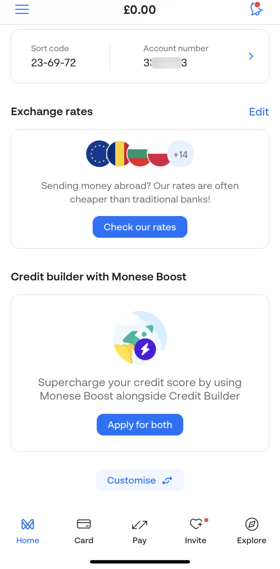 Monese Screen screen in the Applying for a loan flow