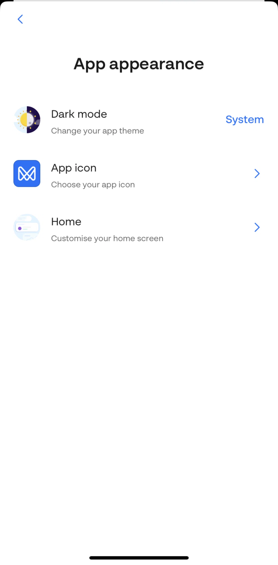 Monese Screen screen in the Changing app icon flow