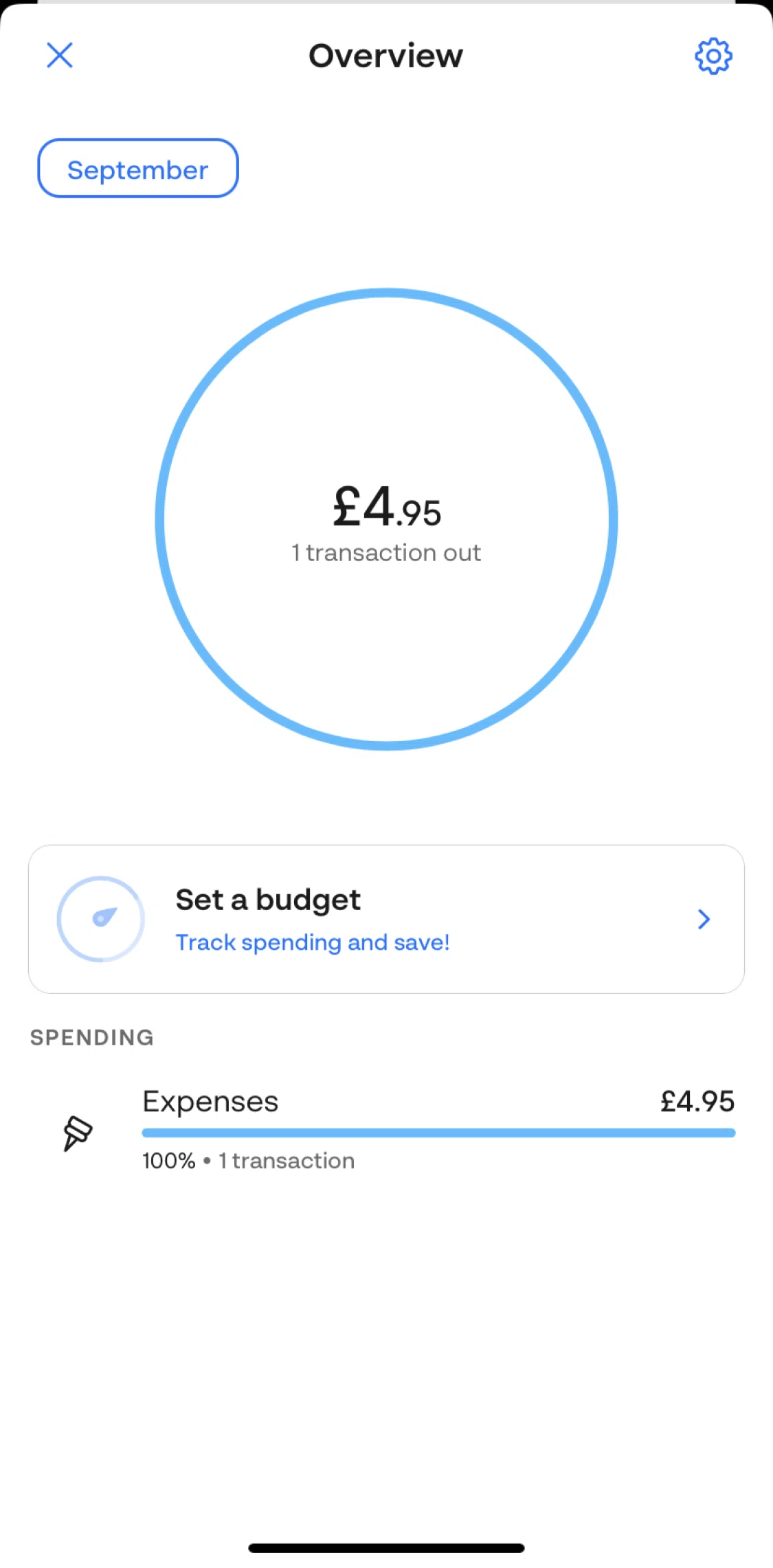 Monese Screen screen in the Changing spending settings flow
