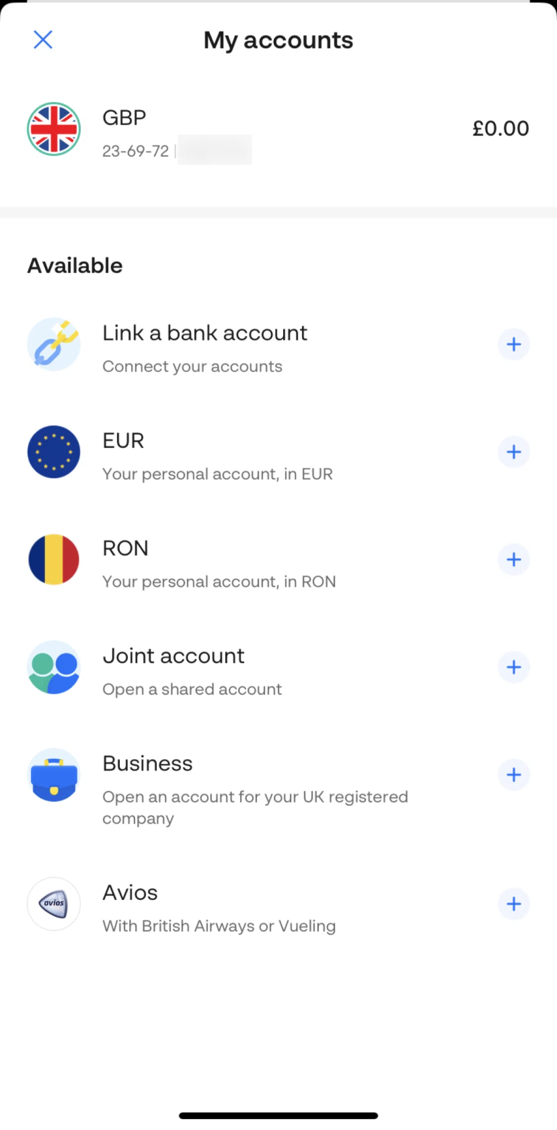 Monese Screen screen in the Linking a bank account flow