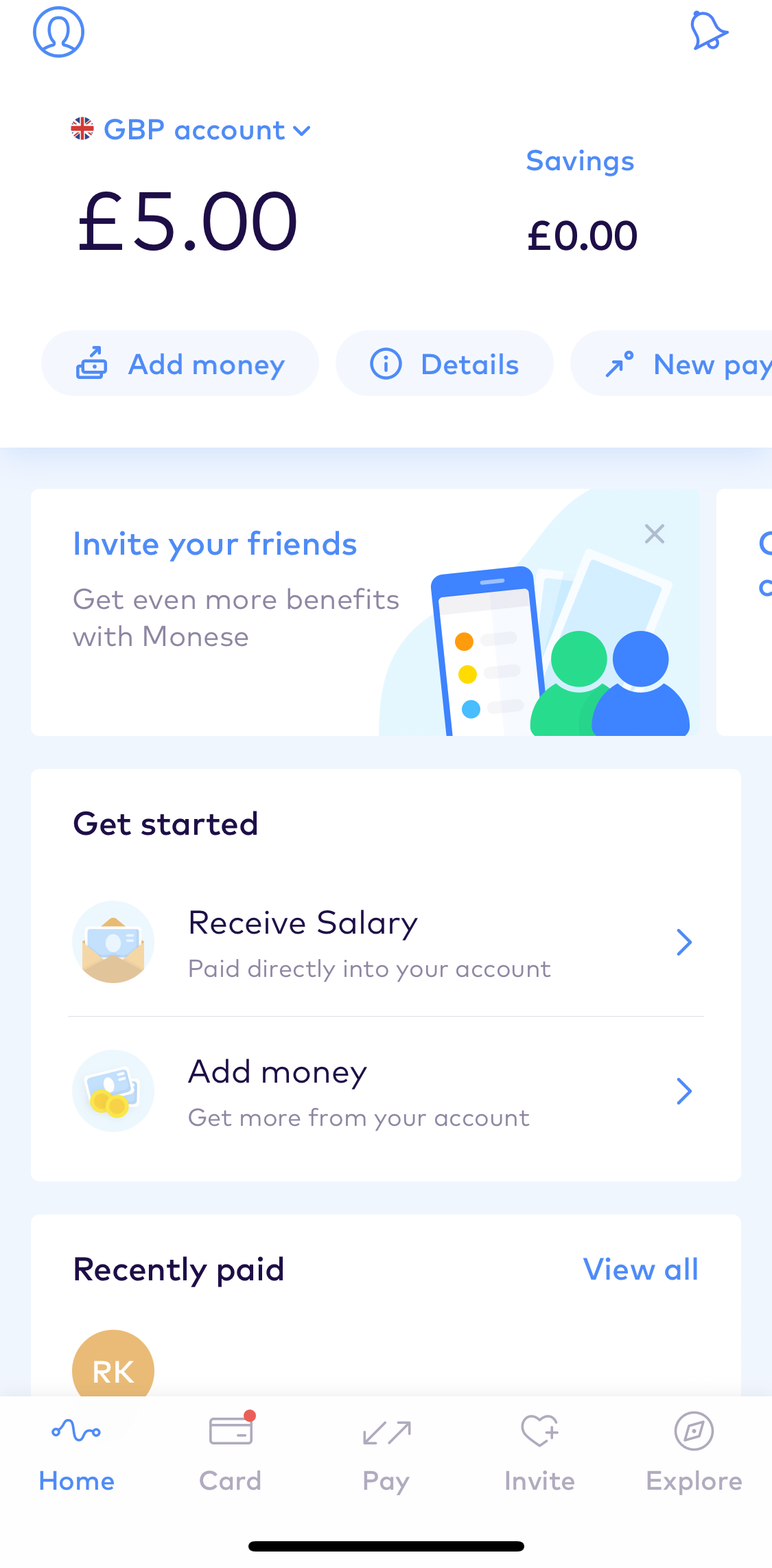 Monese Requesting Payment preview