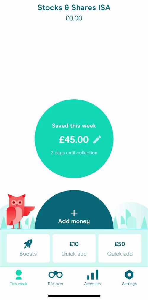Moneybox Home screen in the Discovering Content flow