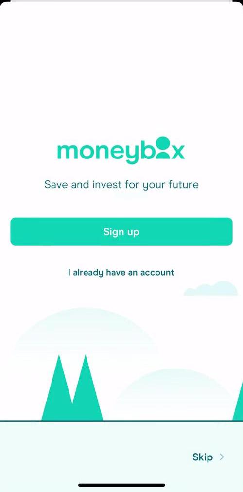 Moneybox Start screen screen in the Onboarding flow