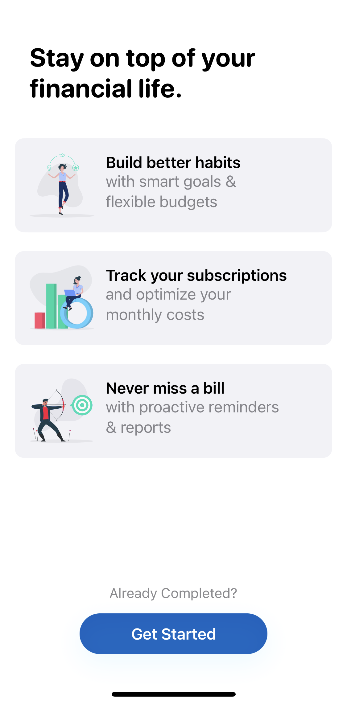 Moneycoach Start screen screen in the General Browsing flow