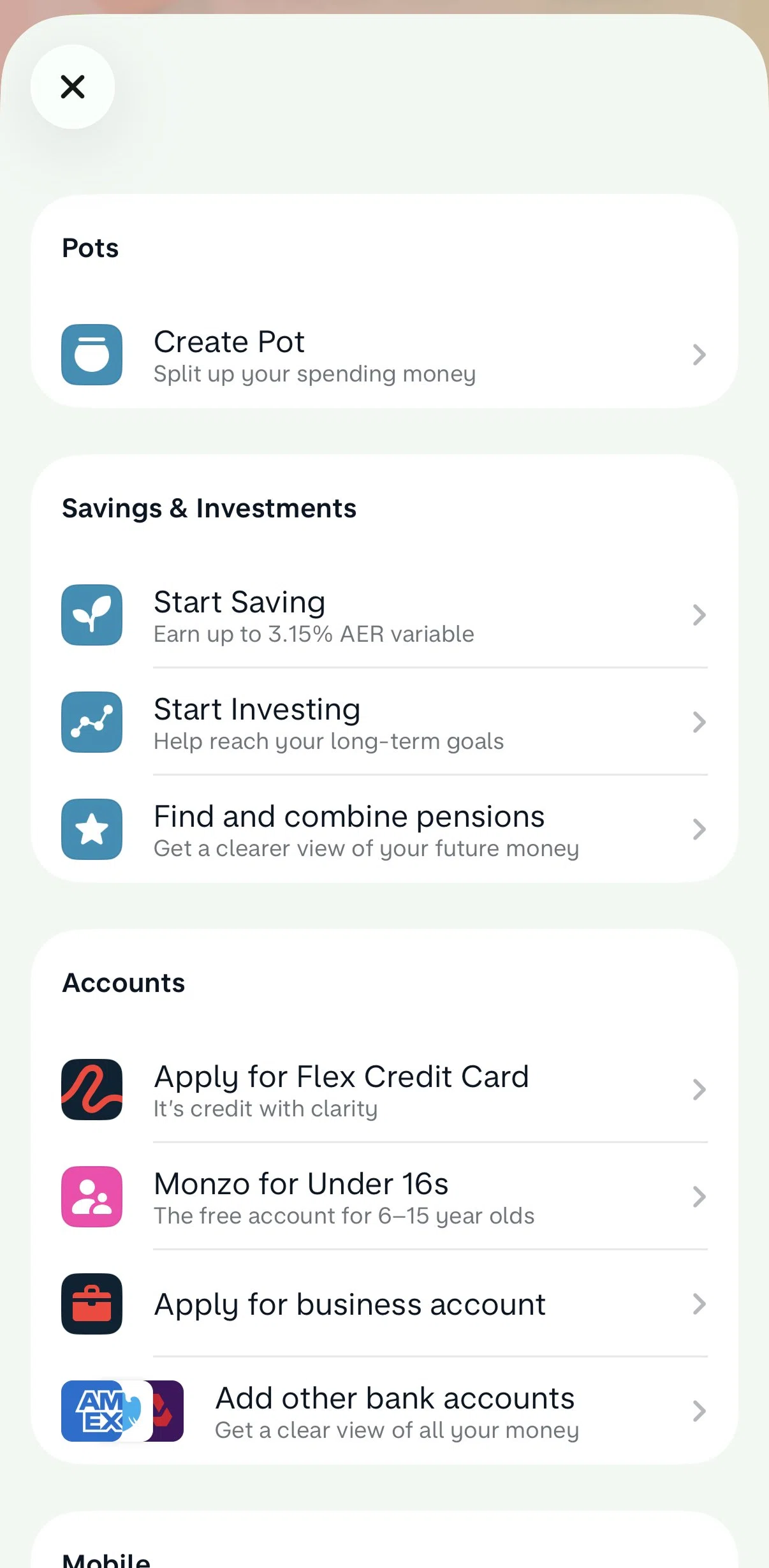 Monzo Screen screen in the Apply for a business account flow