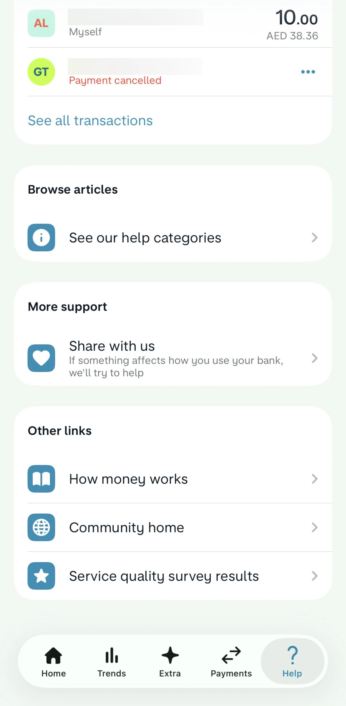 Monzo Screen screen in the Article detail flow