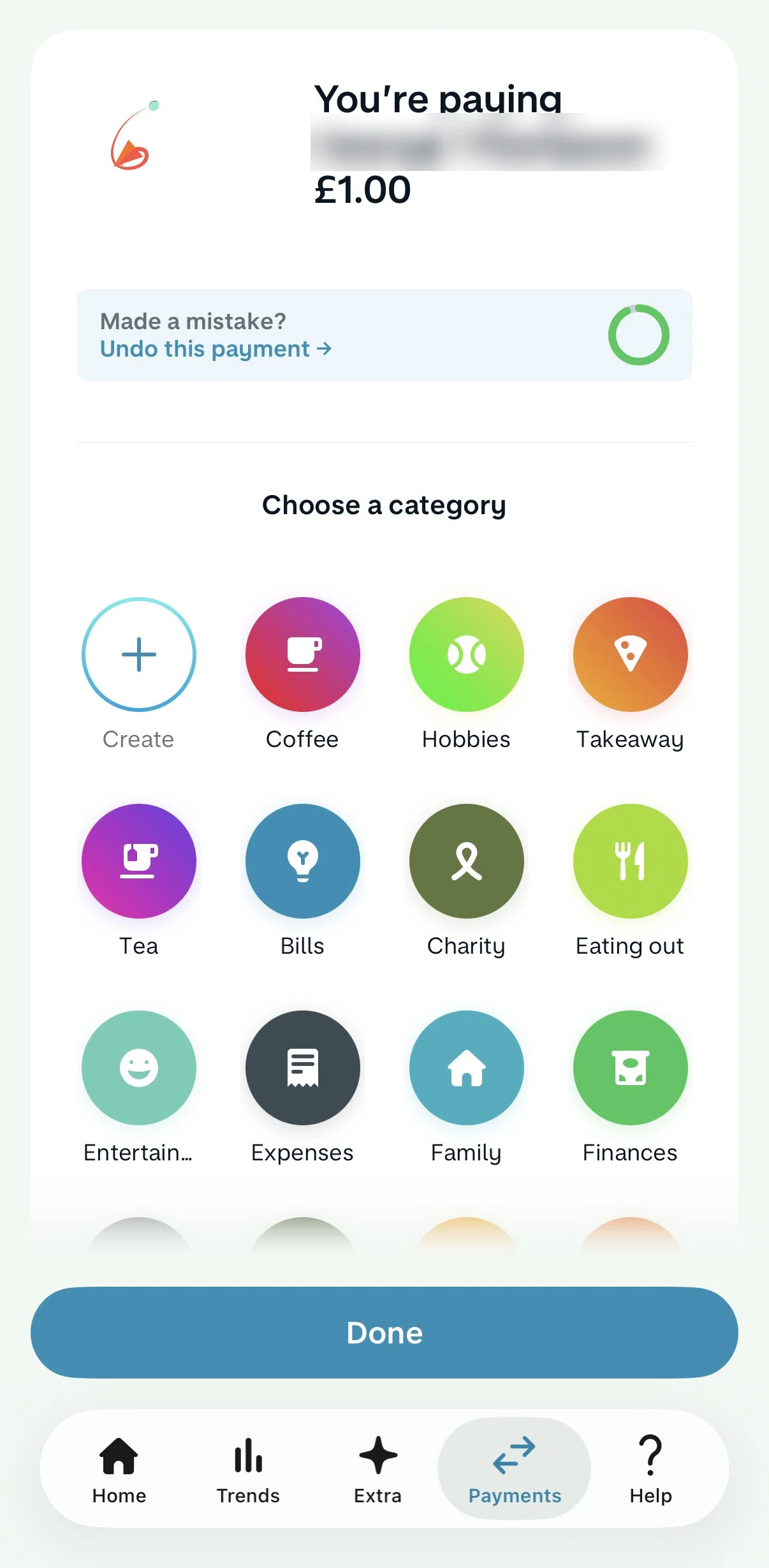 Monzo Screen screen in the Canceling a payment flow