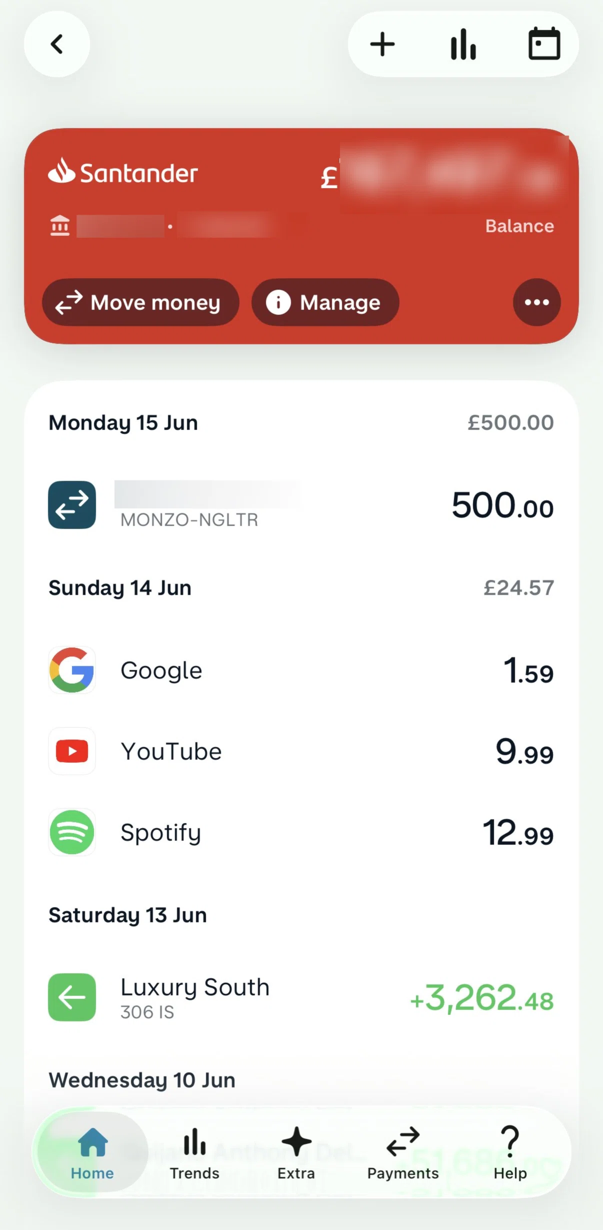 Monzo Screen screen in the Connecting a bank account flow