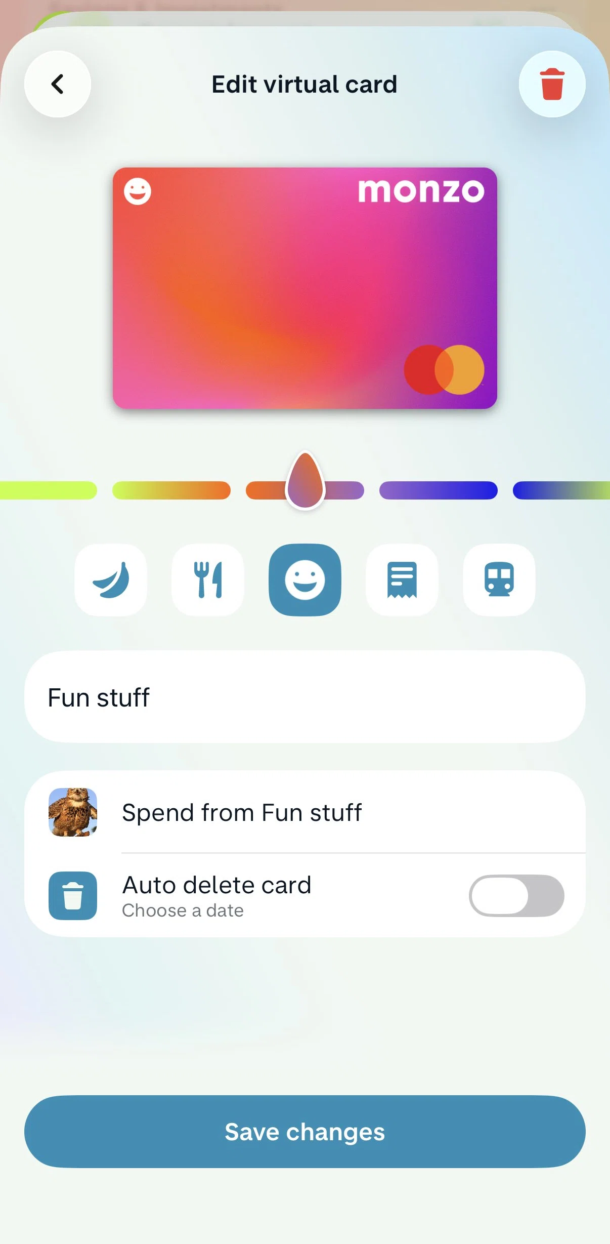 Monzo Screen screen in the Deleting a card flow