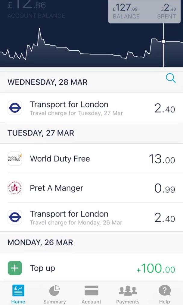 Monzo Screen screen in the Depositing Funds flow