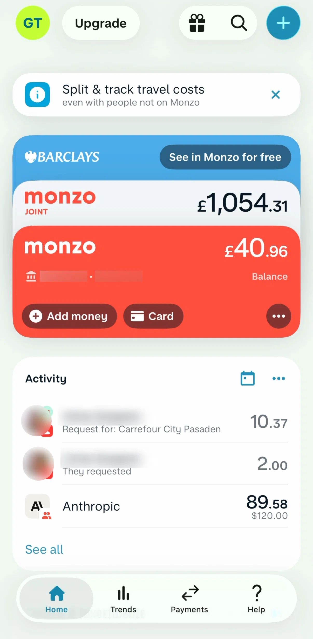 Monzo Screen screen in the Subscribing to Monzo Extra flow