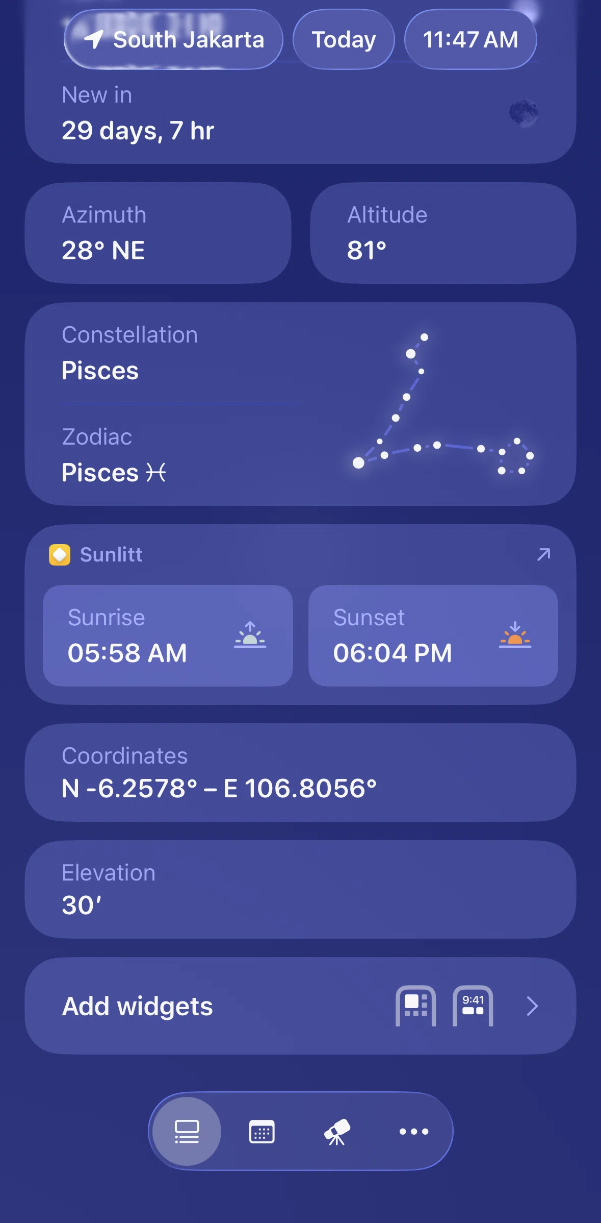 Moonlitt Screen screen in the Add widgets flow