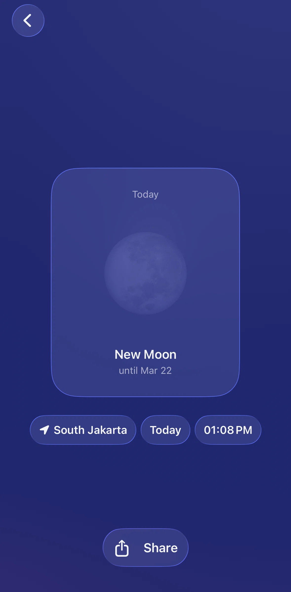 Moonlitt Screen screen in the Changing date flow