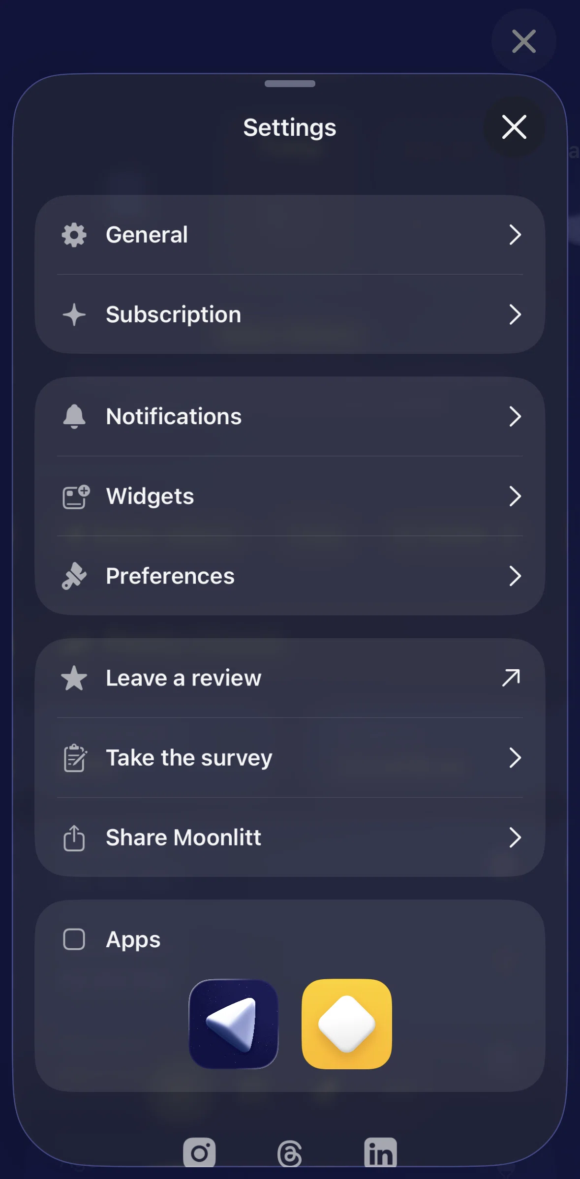 Moonlitt Screen screen in the General flow
