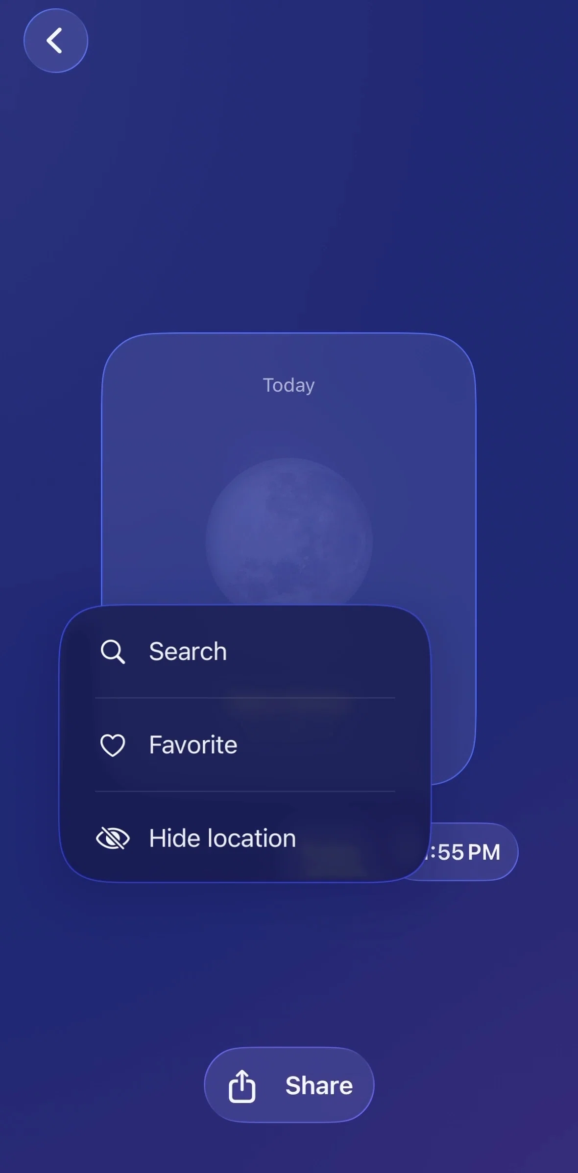 Moonlitt Screen screen in the Hiding a location (moon detail) flow