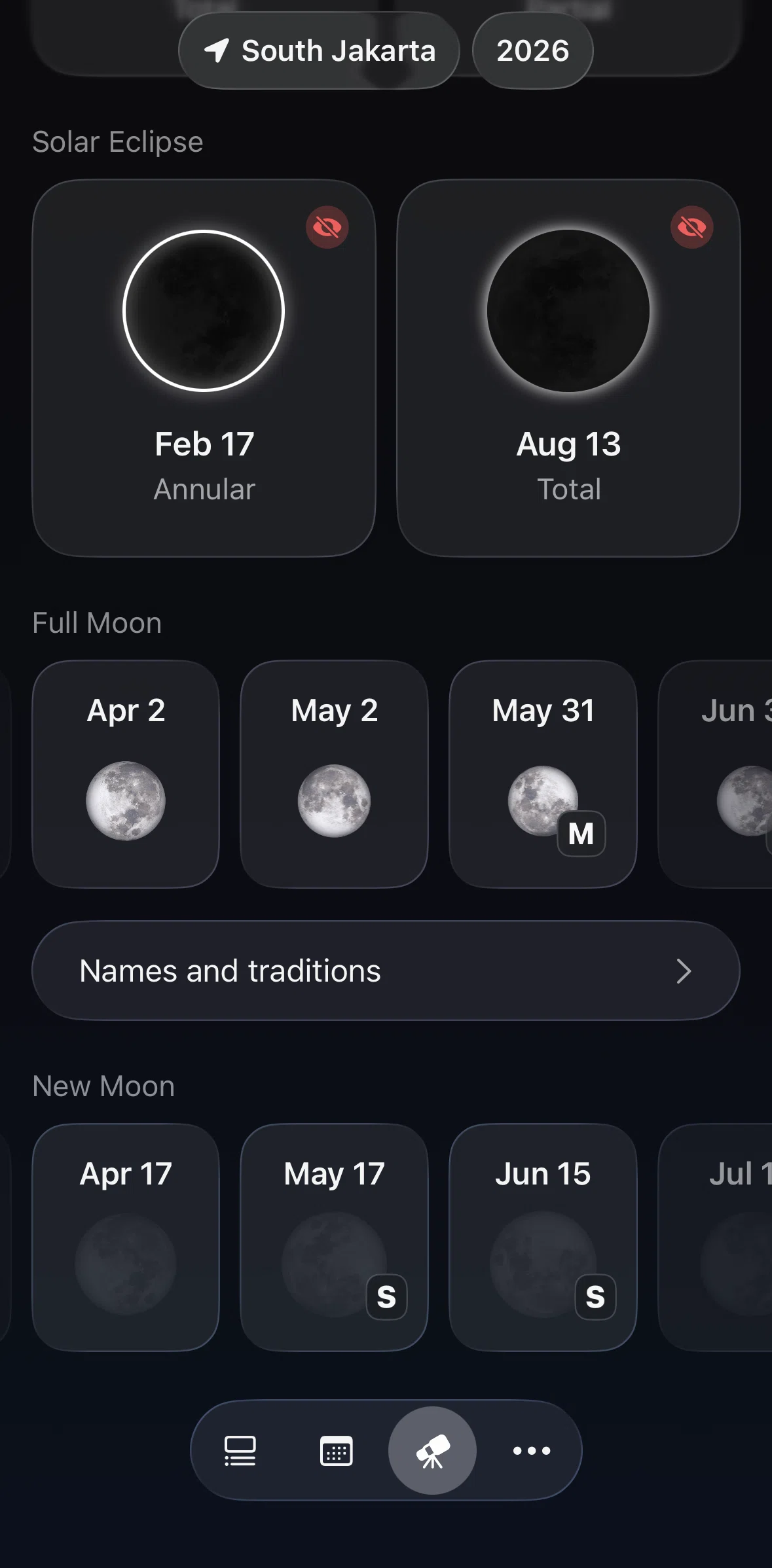 Moonlitt Screen screen in the Names & traditions flow