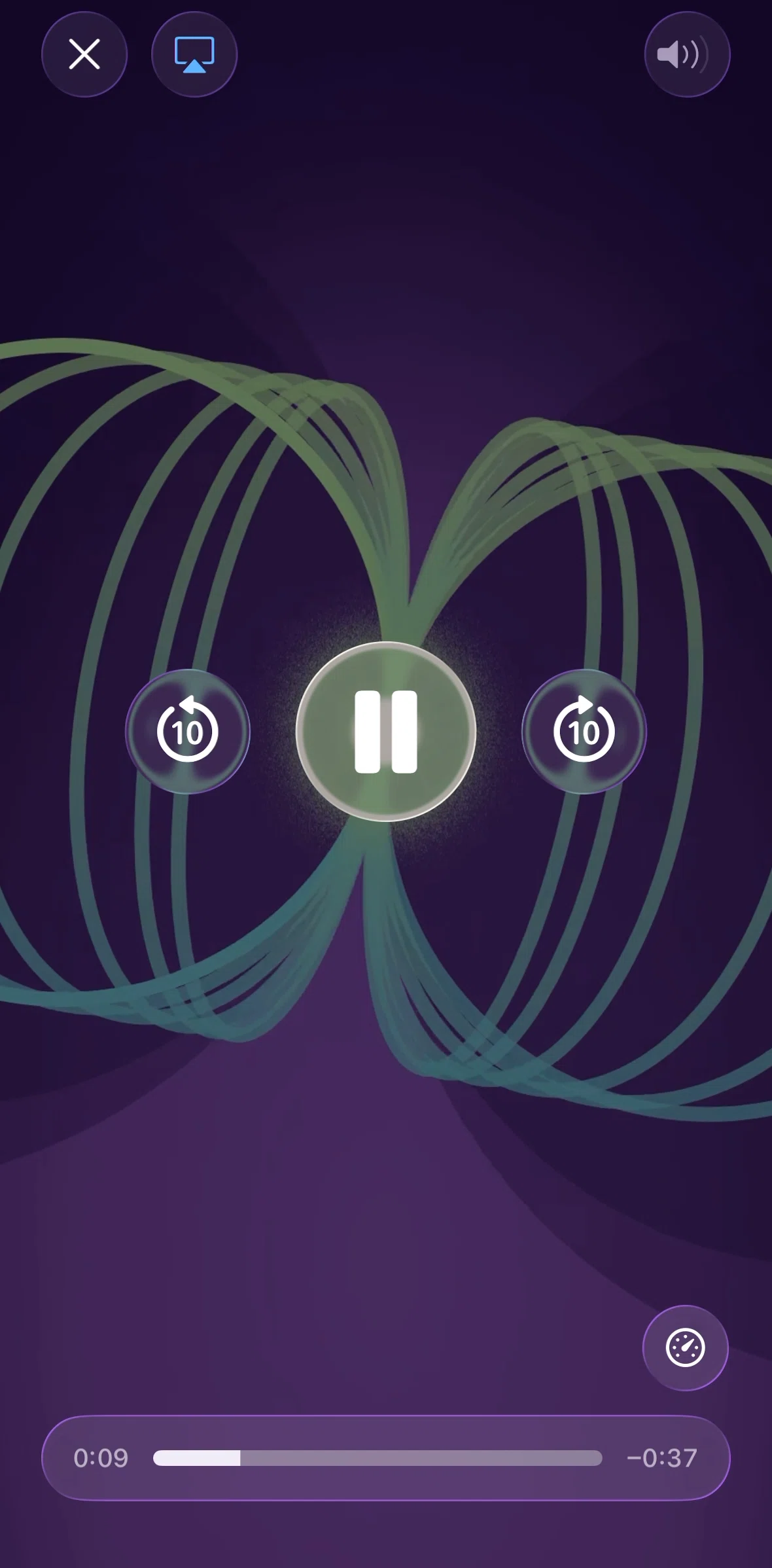 Moonly Screen screen in the Changing playback speed flow